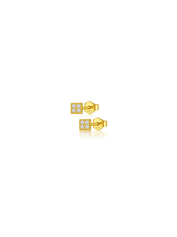 Brinco Quadradinho Cravejado - Dourado