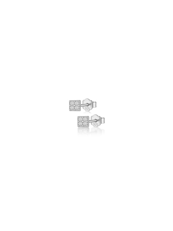 Brinco Quadradinho Cravejado - Prata 925