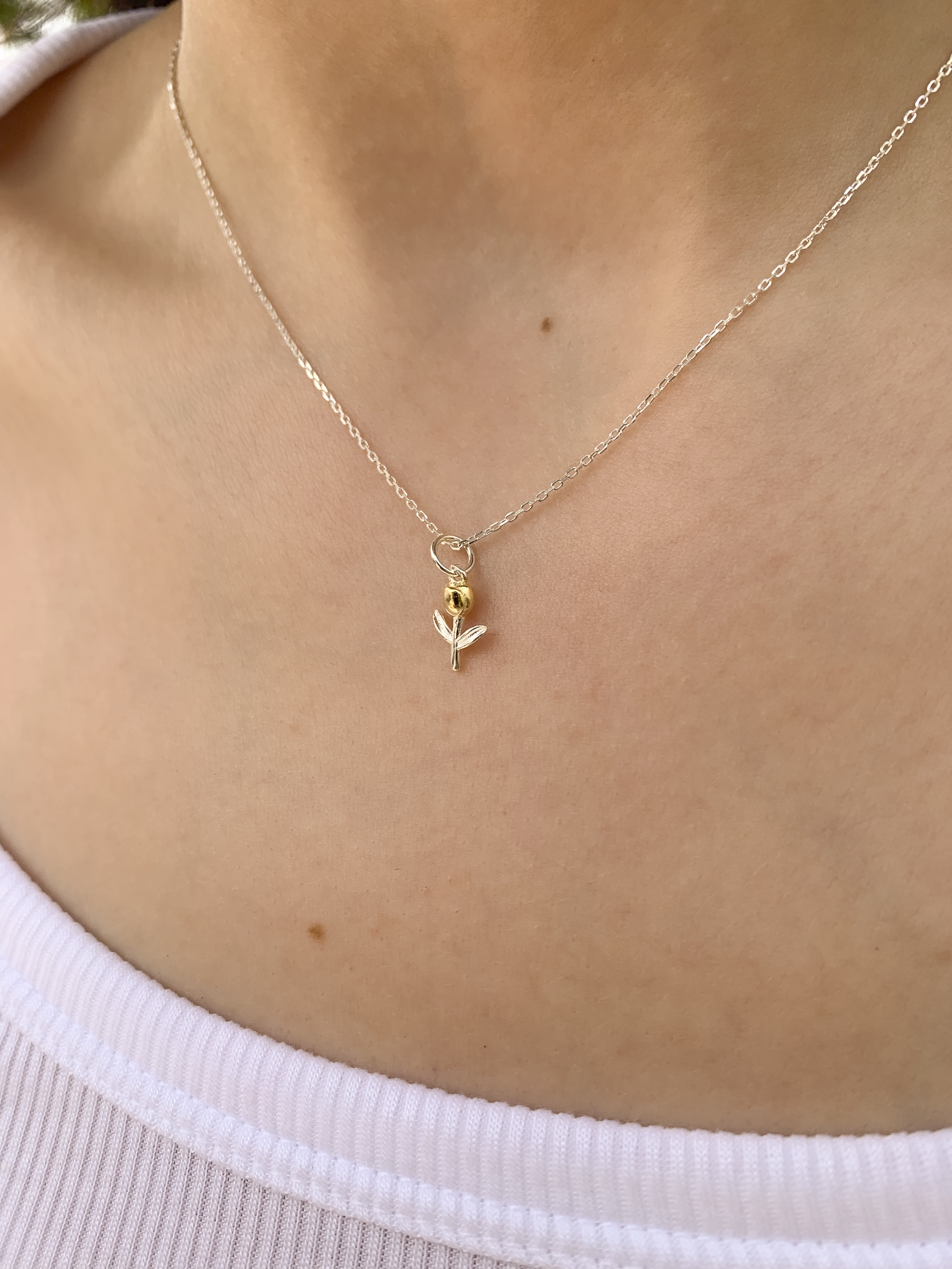 Colar Tulipa Dourada - Prata 925