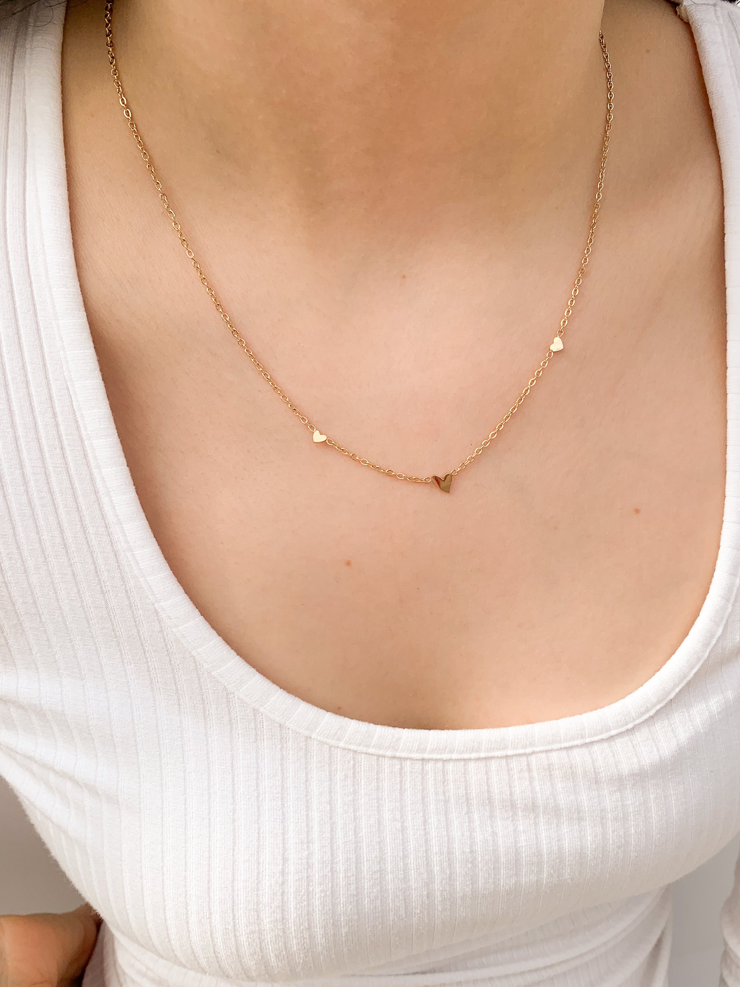 Colar Corações - Dourado