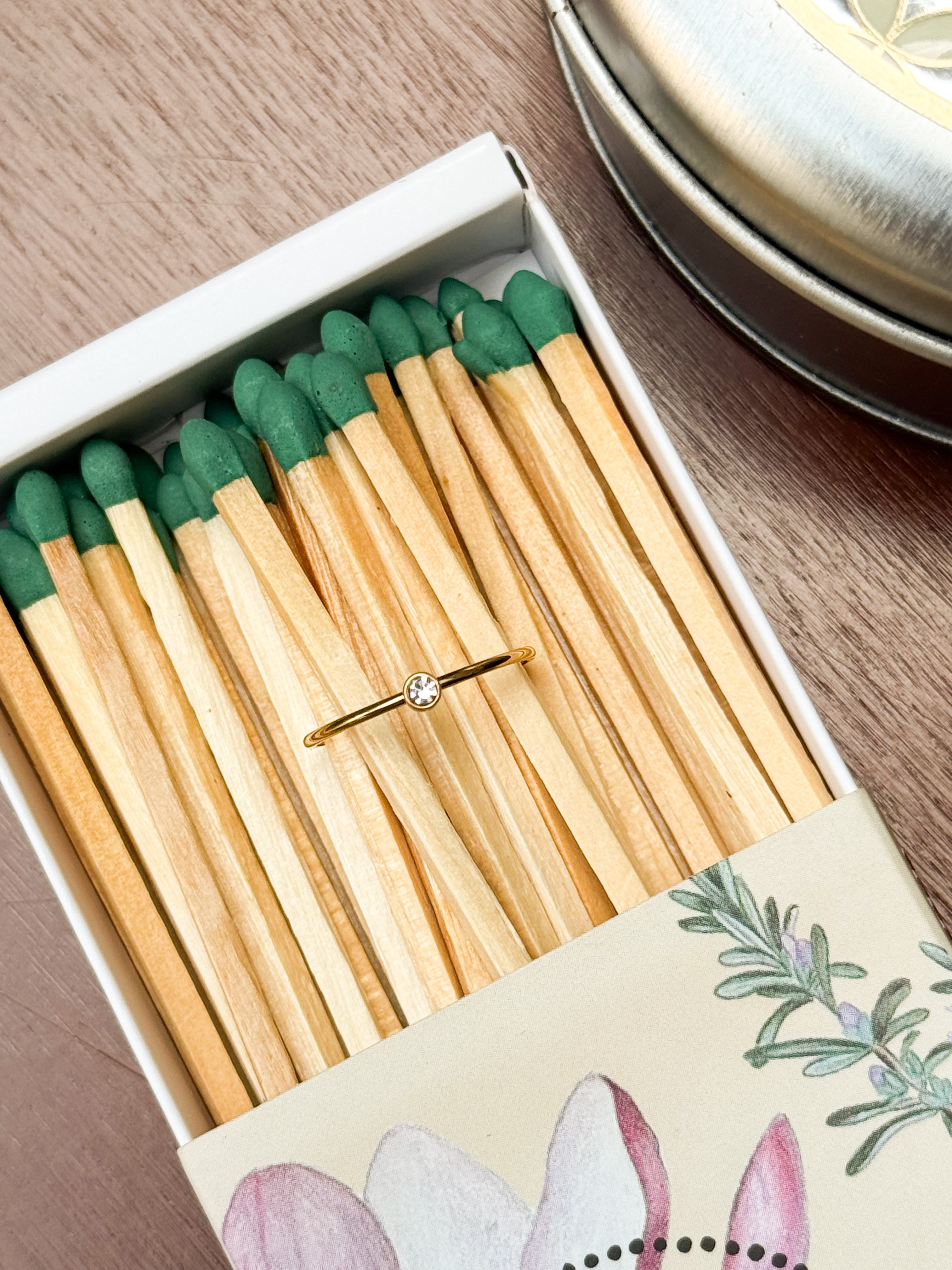 Anel Ponto de Luz Solitário - Dourado