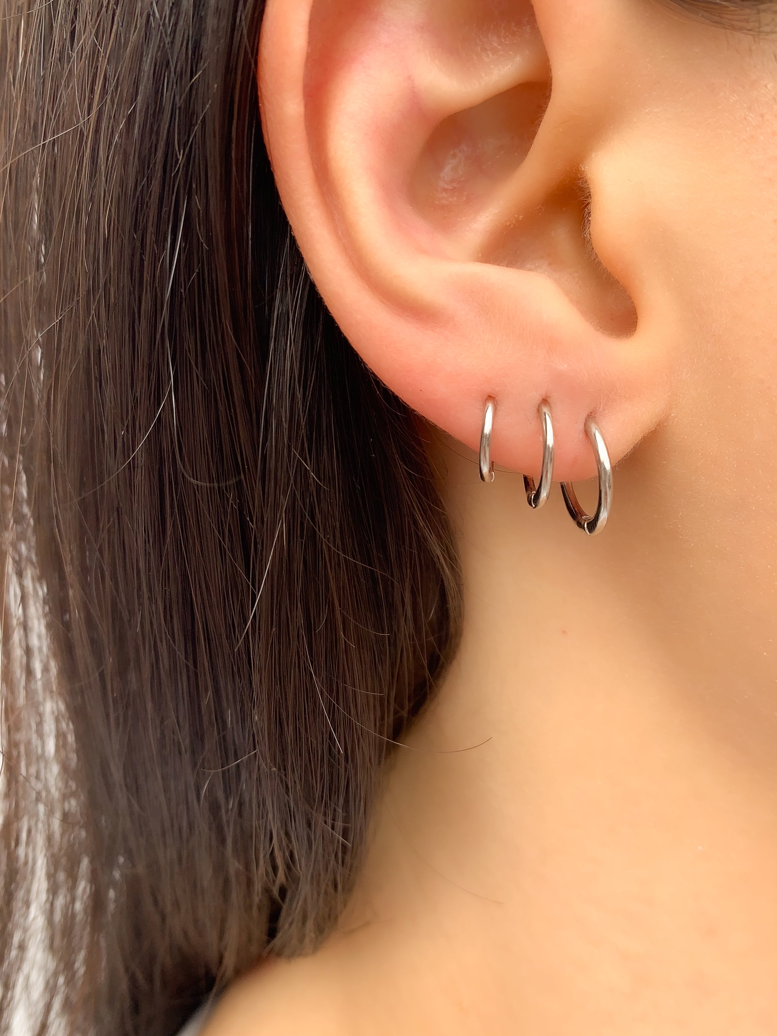 Conjunto de Argolinhas Click - Prata 925