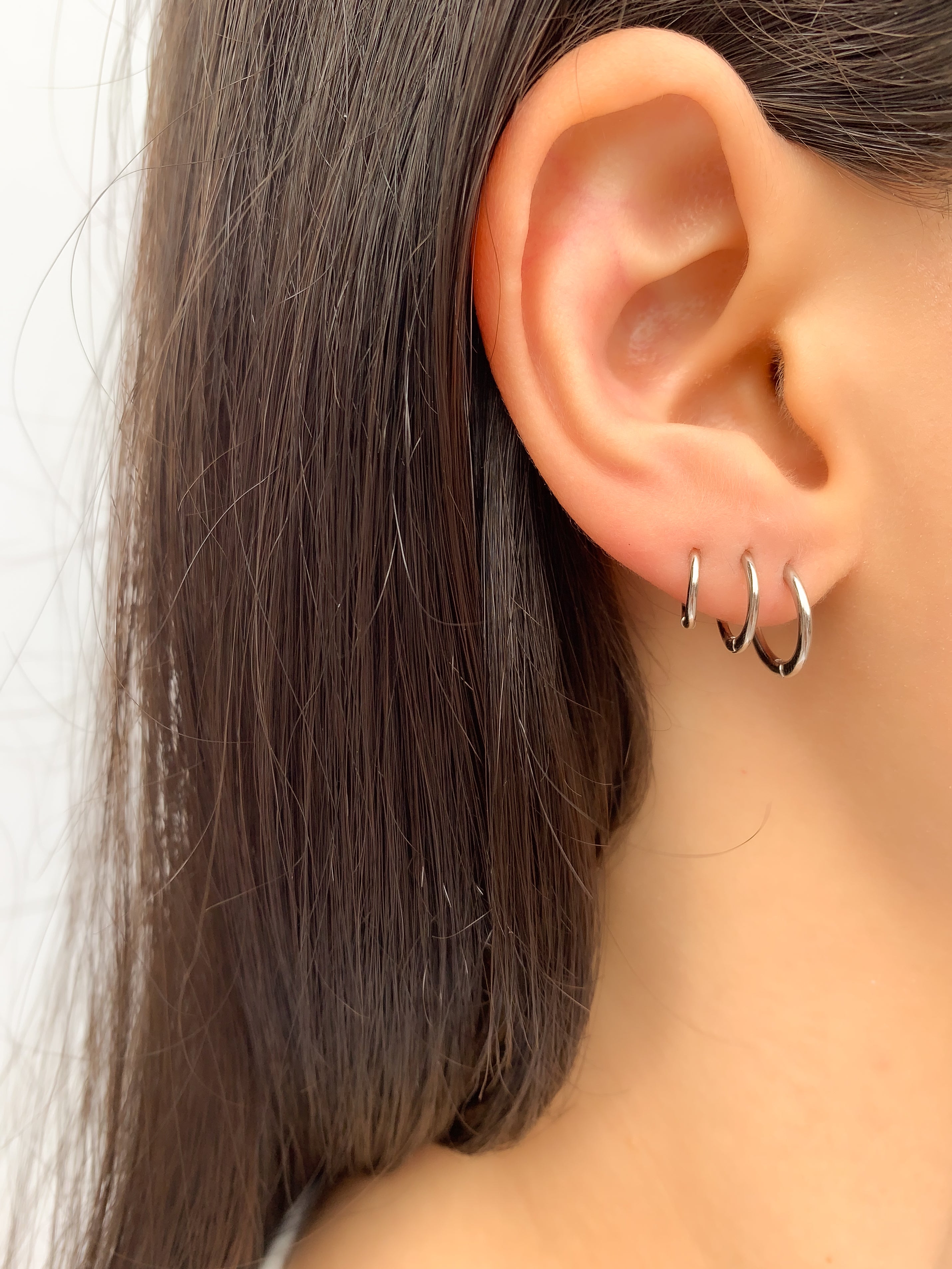 Conjunto de Argolinhas Click - Prata 925