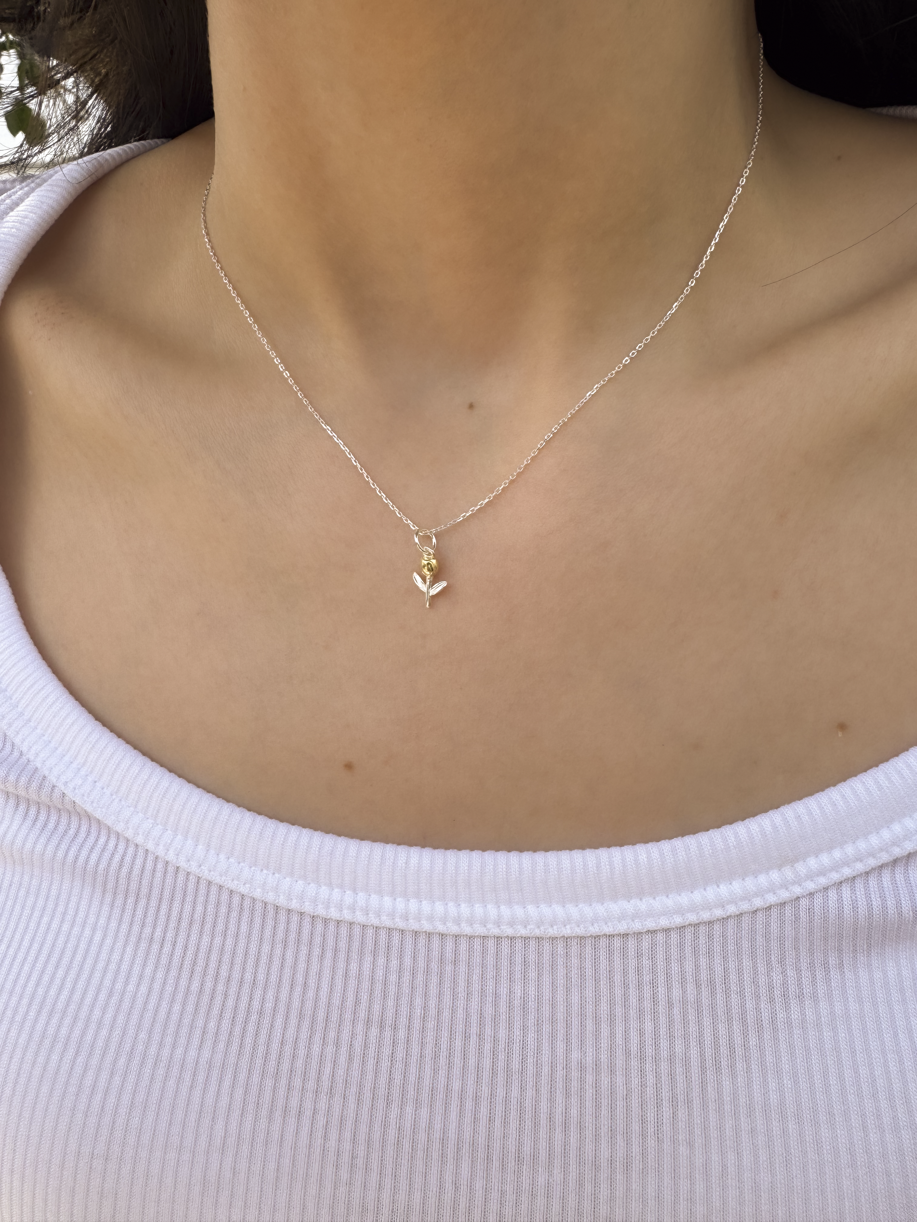Colar Tulipa Dourada - Prata 925