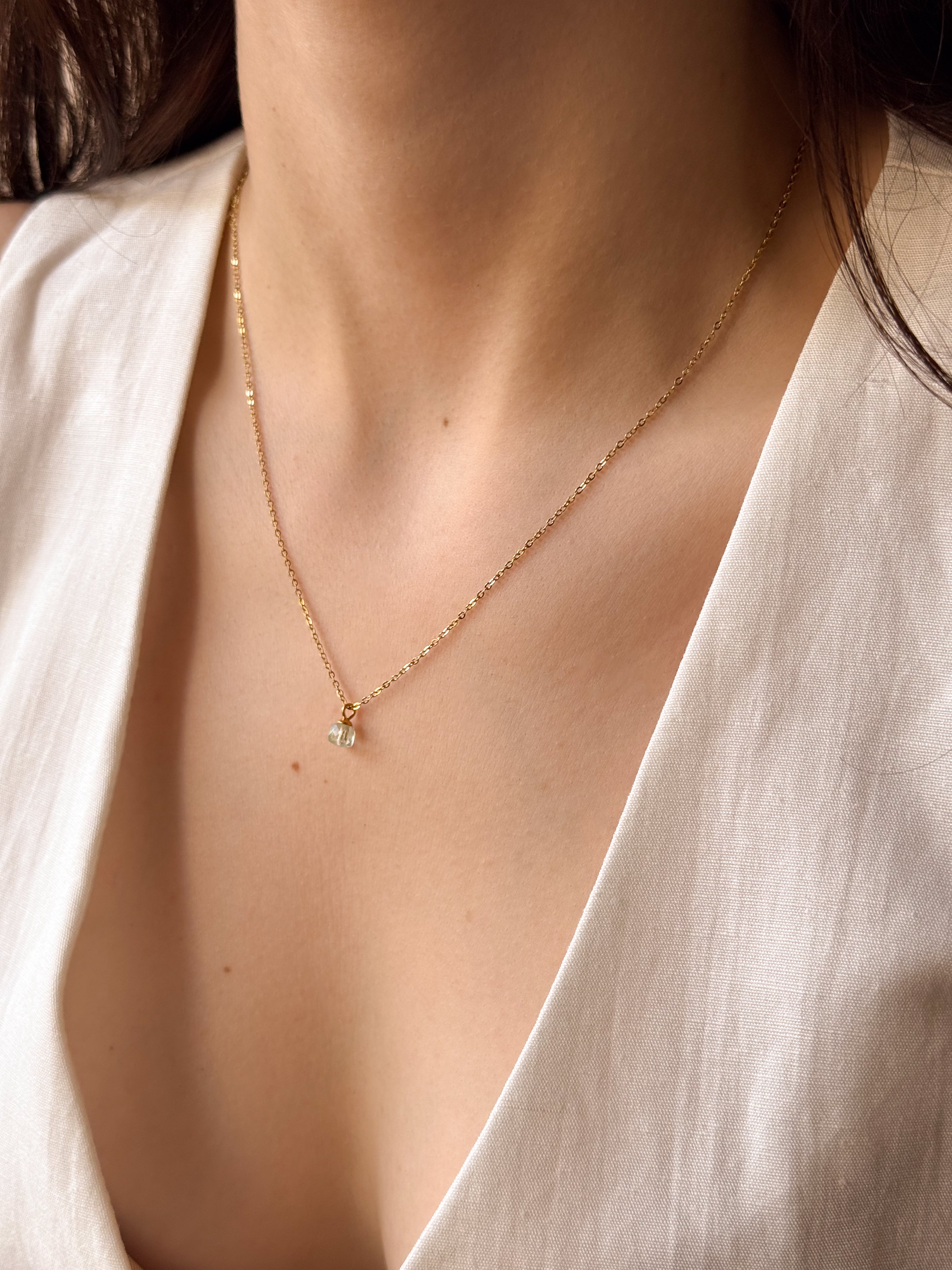 Colar Mini Amazonita Natural - Dourado