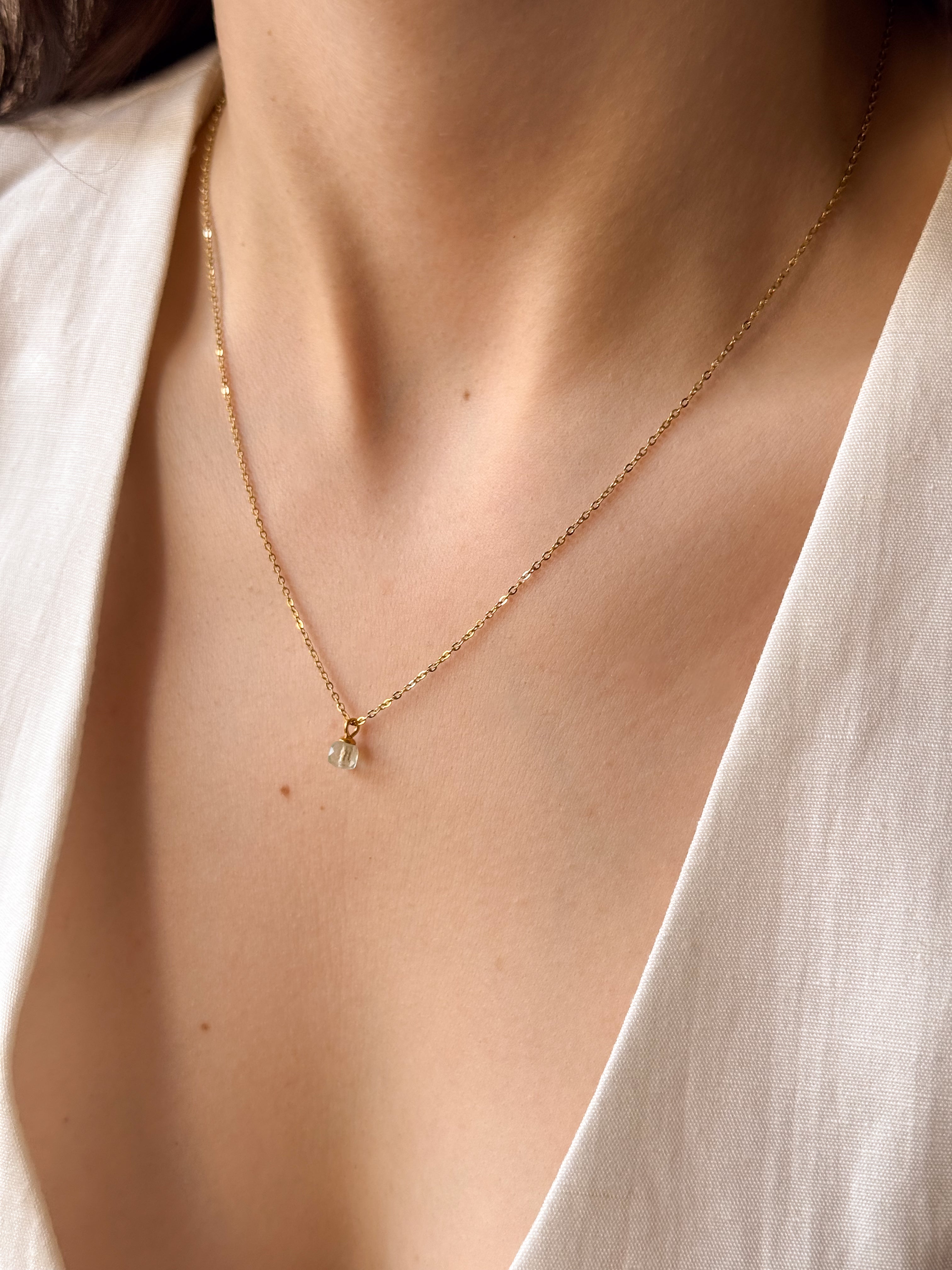 Colar Mini Amazonita Natural - Dourado