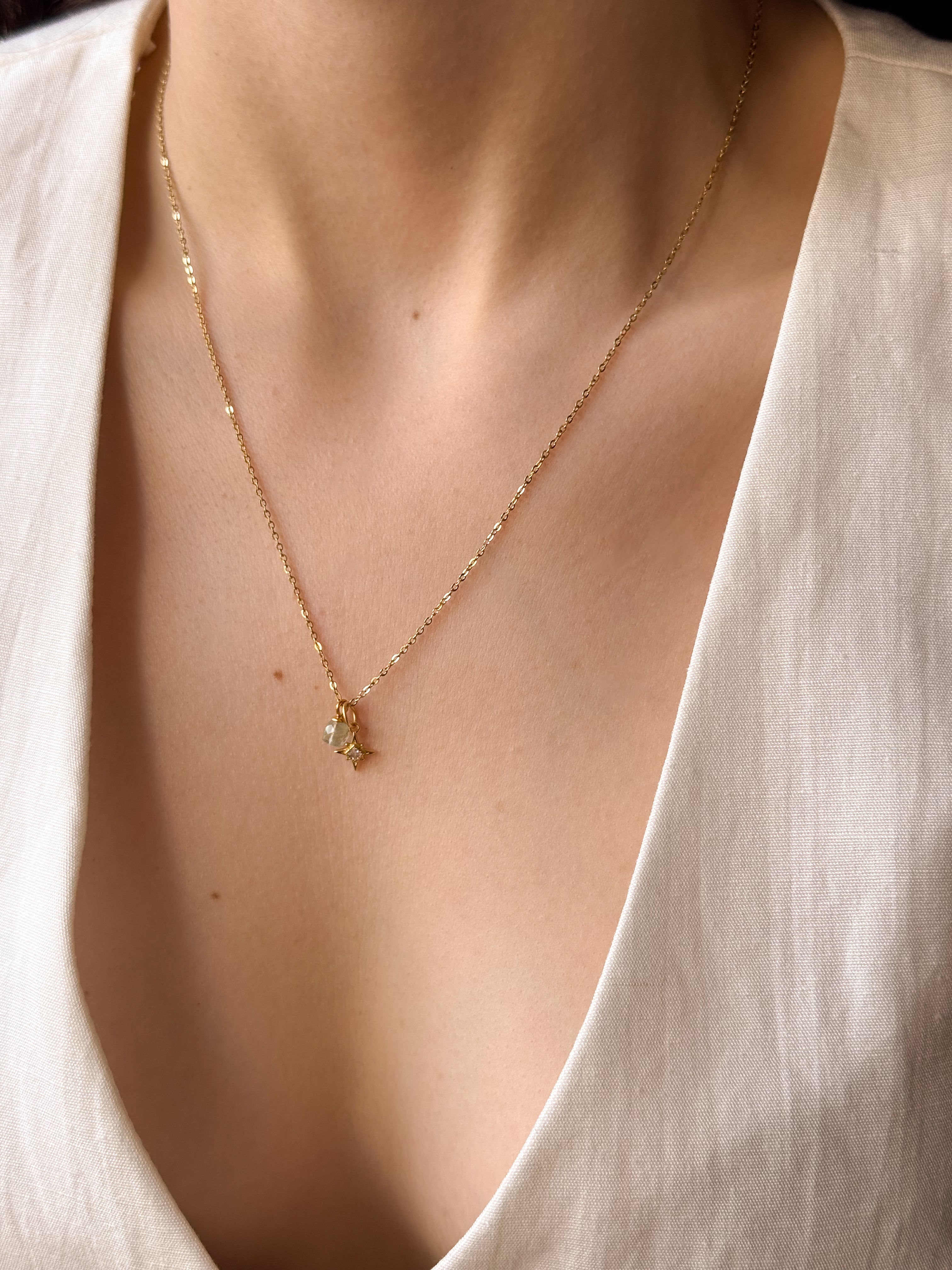 Colar Mini Amazonita Natural - Dourado