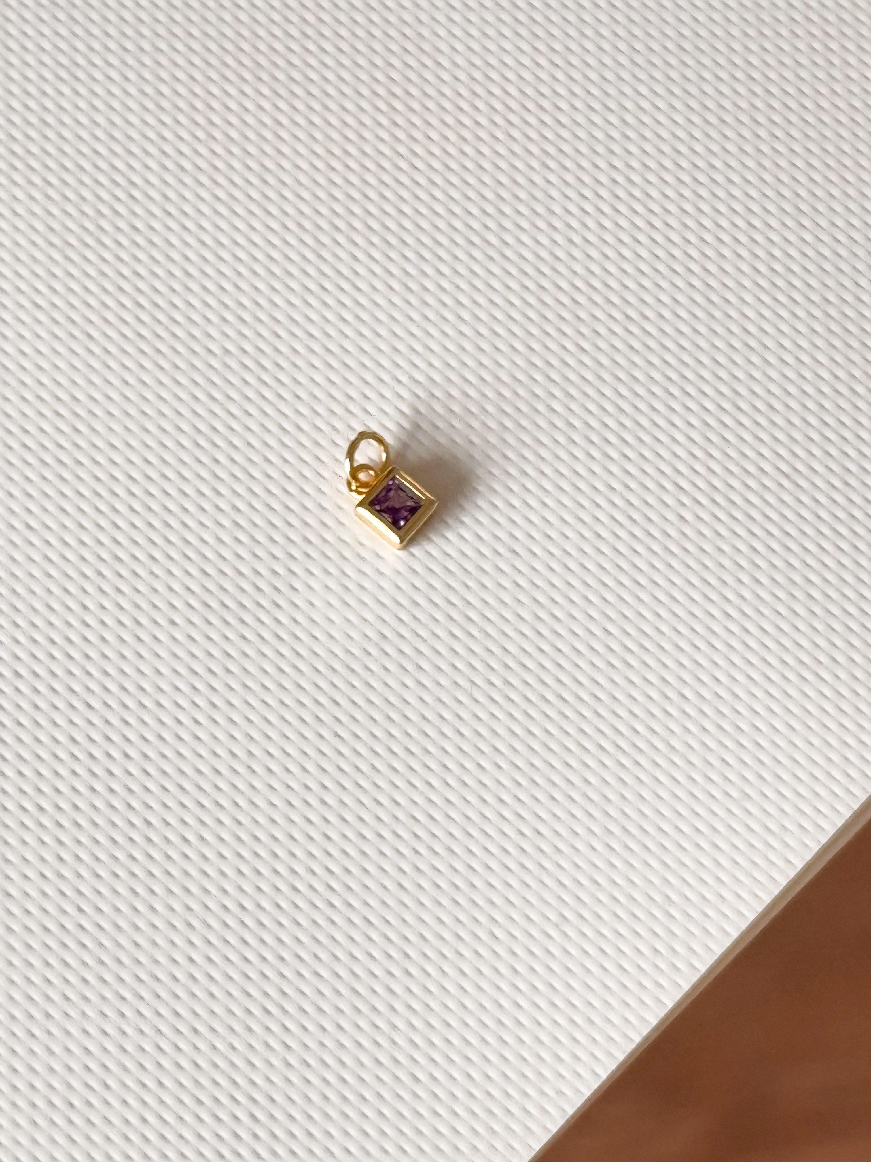 Colar Mini Square Roxo - Dourado
