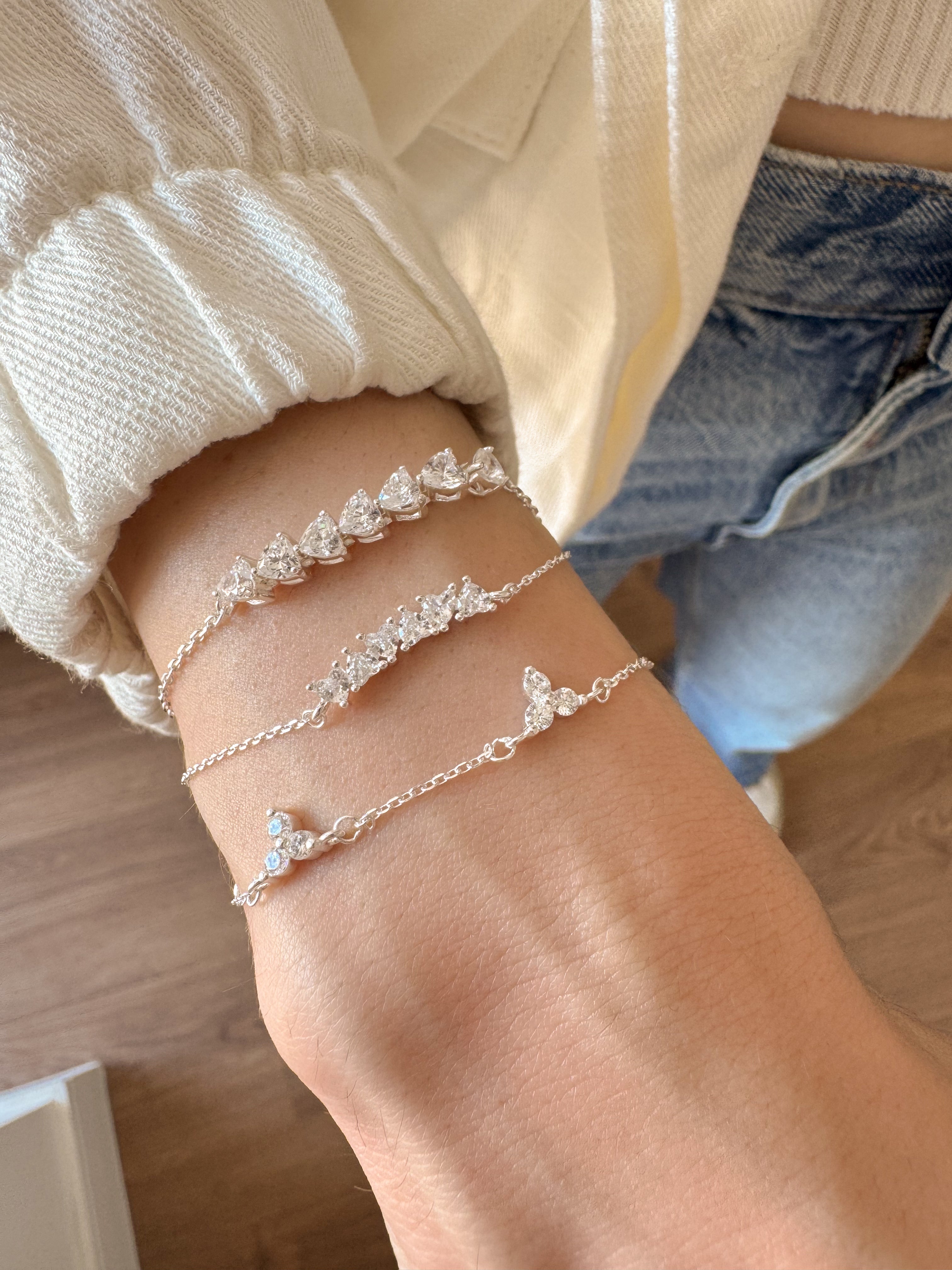 Pulseira Seis Corações - Prata 925