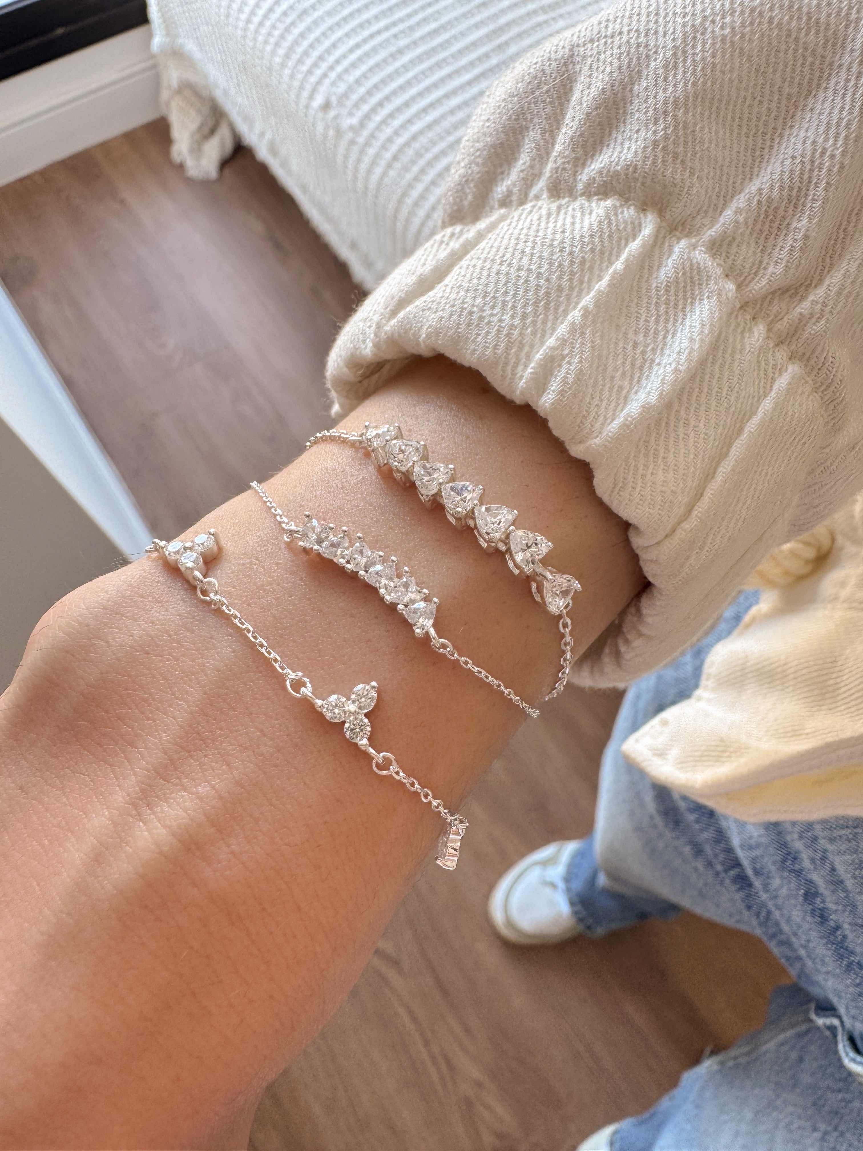 Pulseira Seis Corações - Prata 925