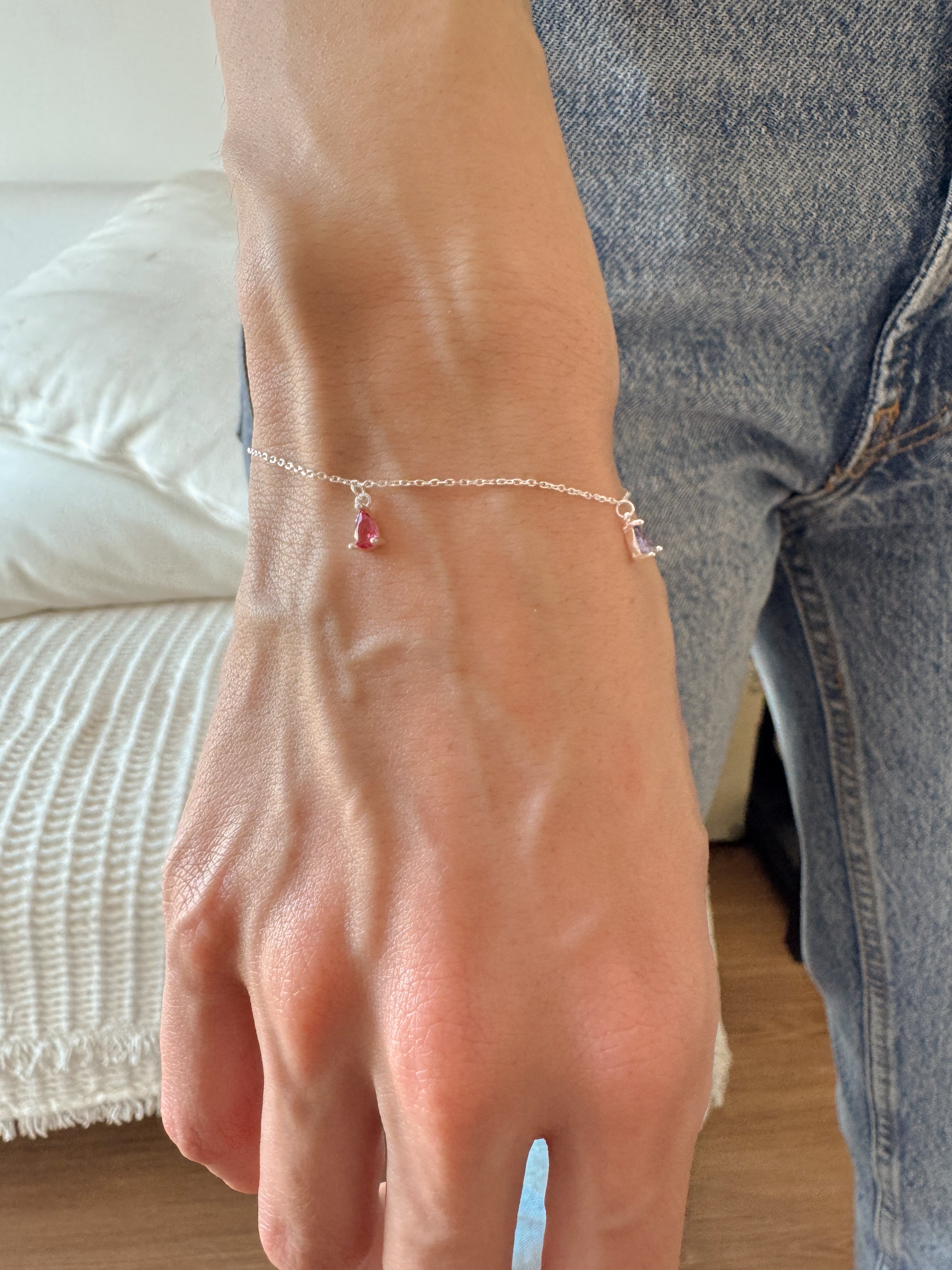 Pulseira de Gotinhas Coloridas - Prata 925