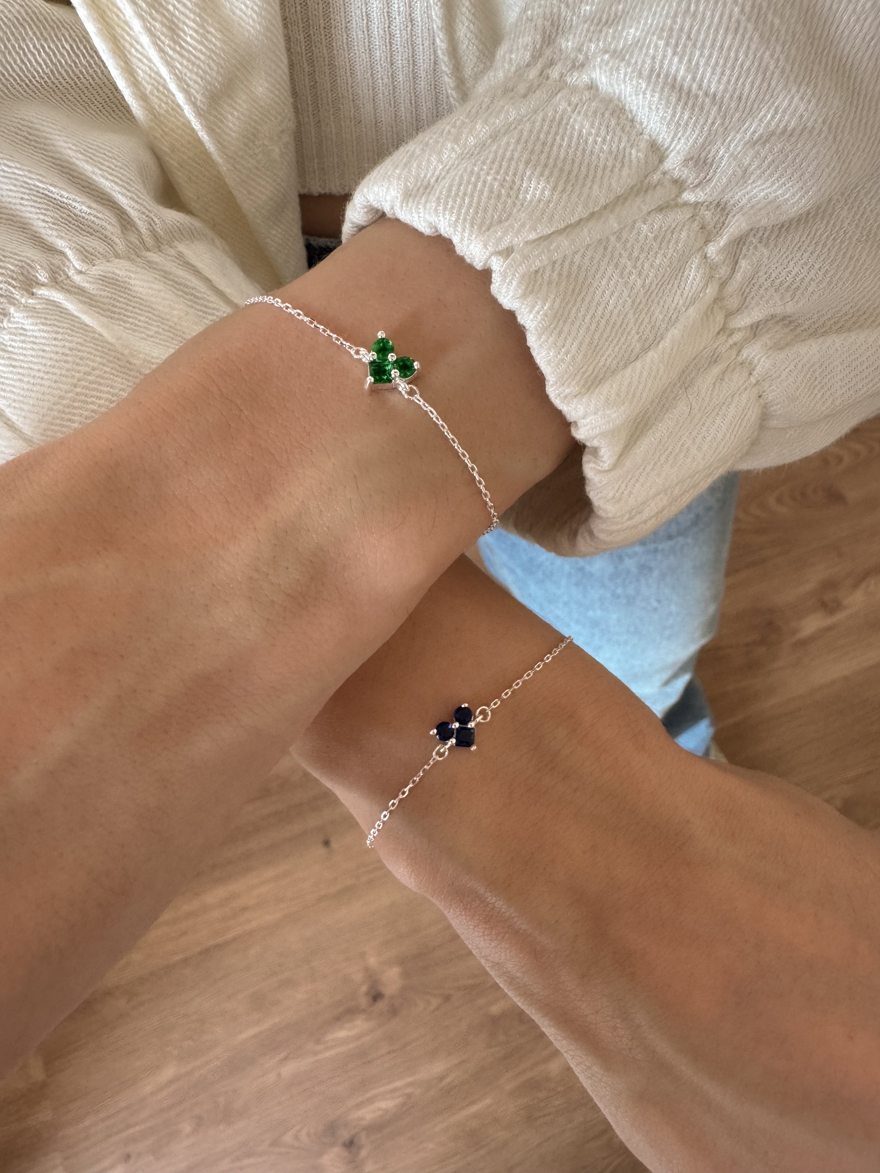 Pulseira de Coração Cravejado Verde - Prata 925