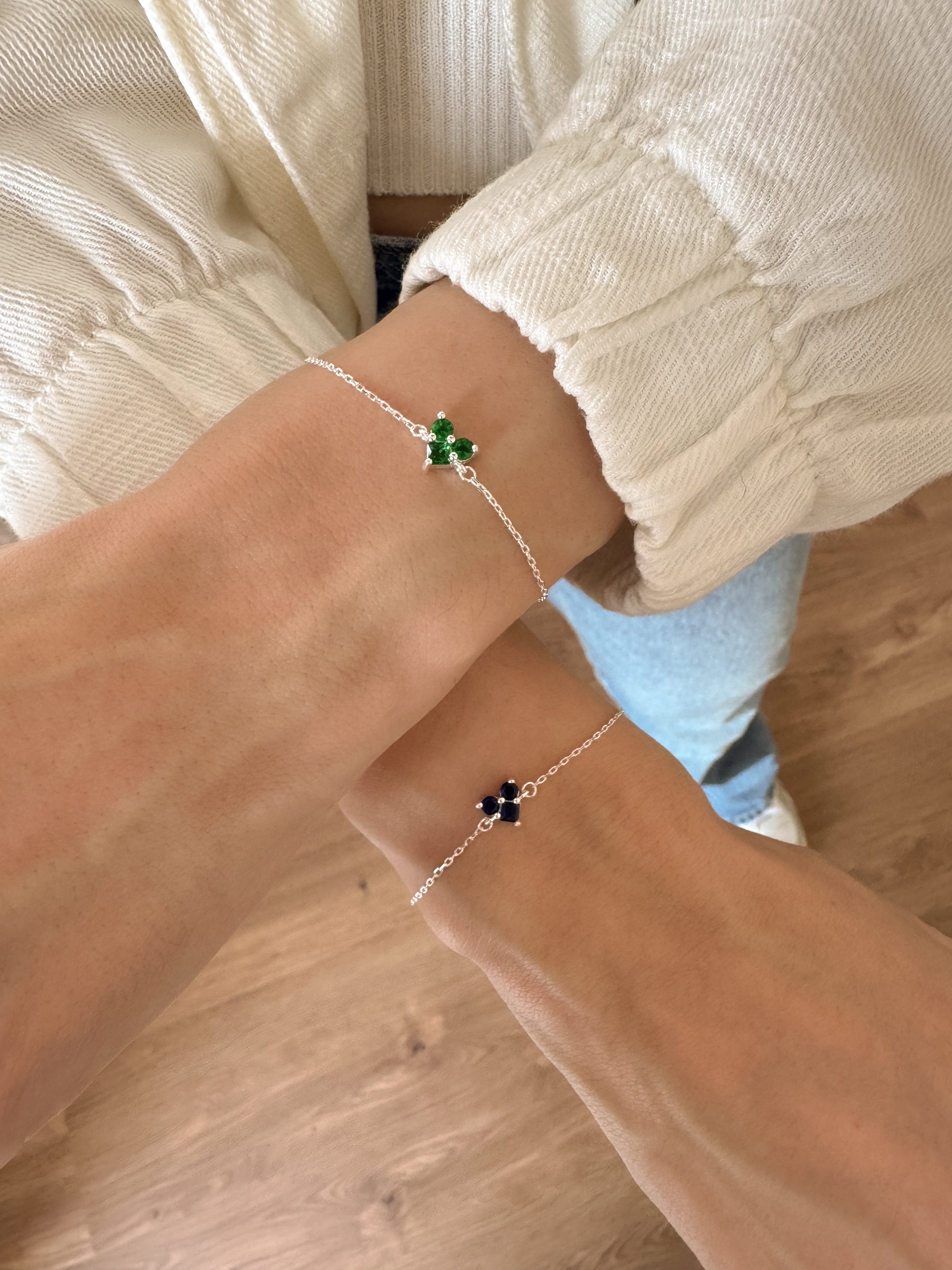 Pulseira de Coração Cravejado Azul - Prata 925