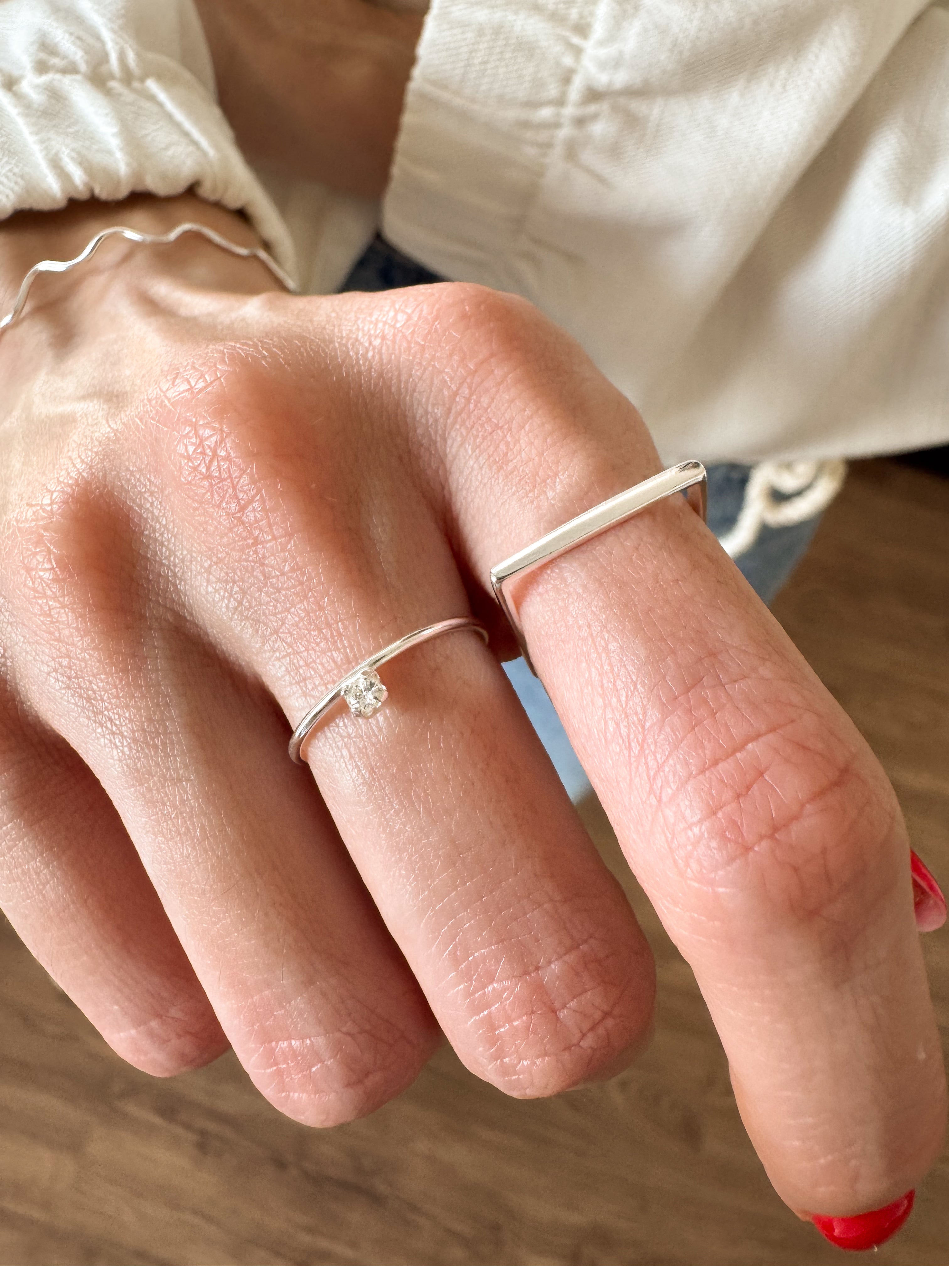 Anel Ponto de Luz Ajustável - Prata 925