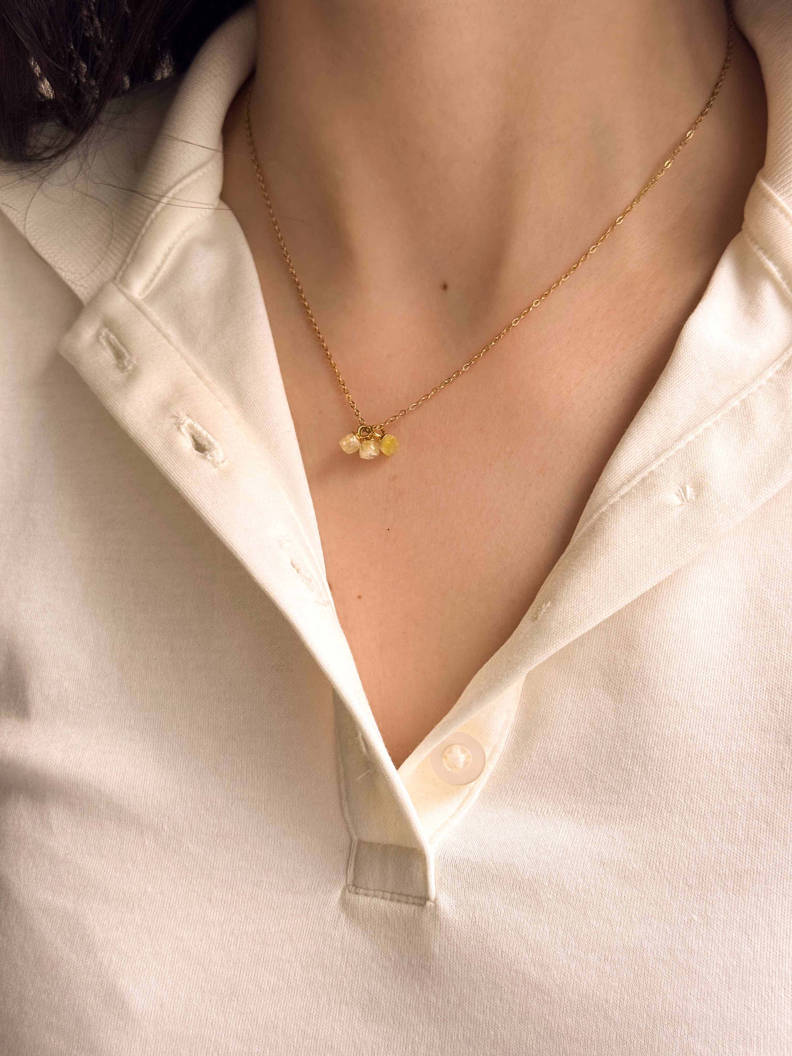 Colar Mini Pedra Citrino Natural - Dourado