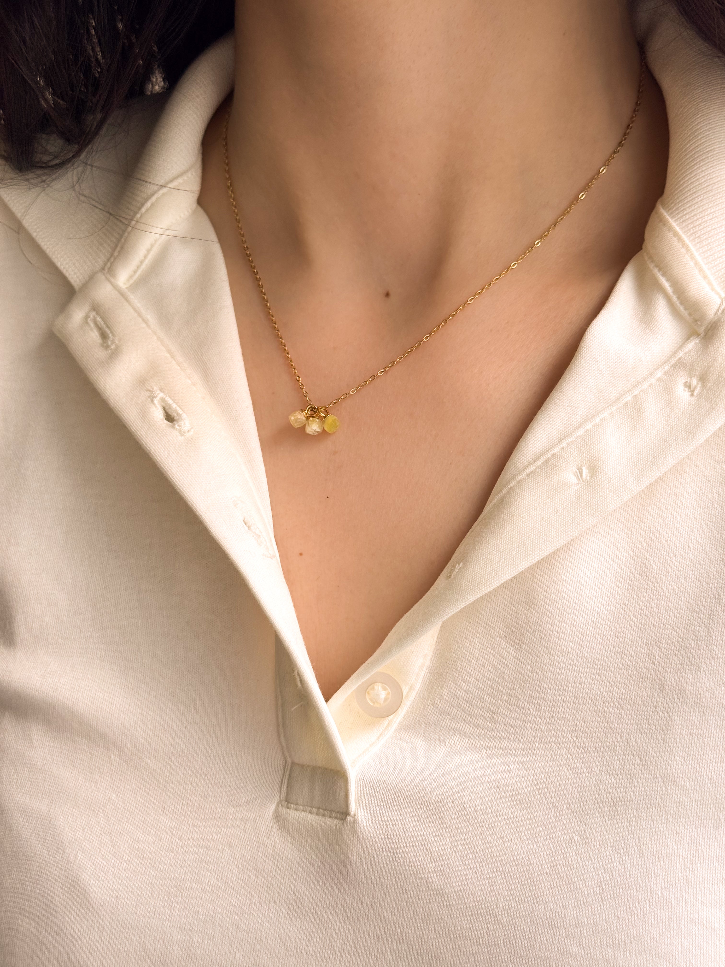 Colar Mini Pedra Citrino Natural - Dourado