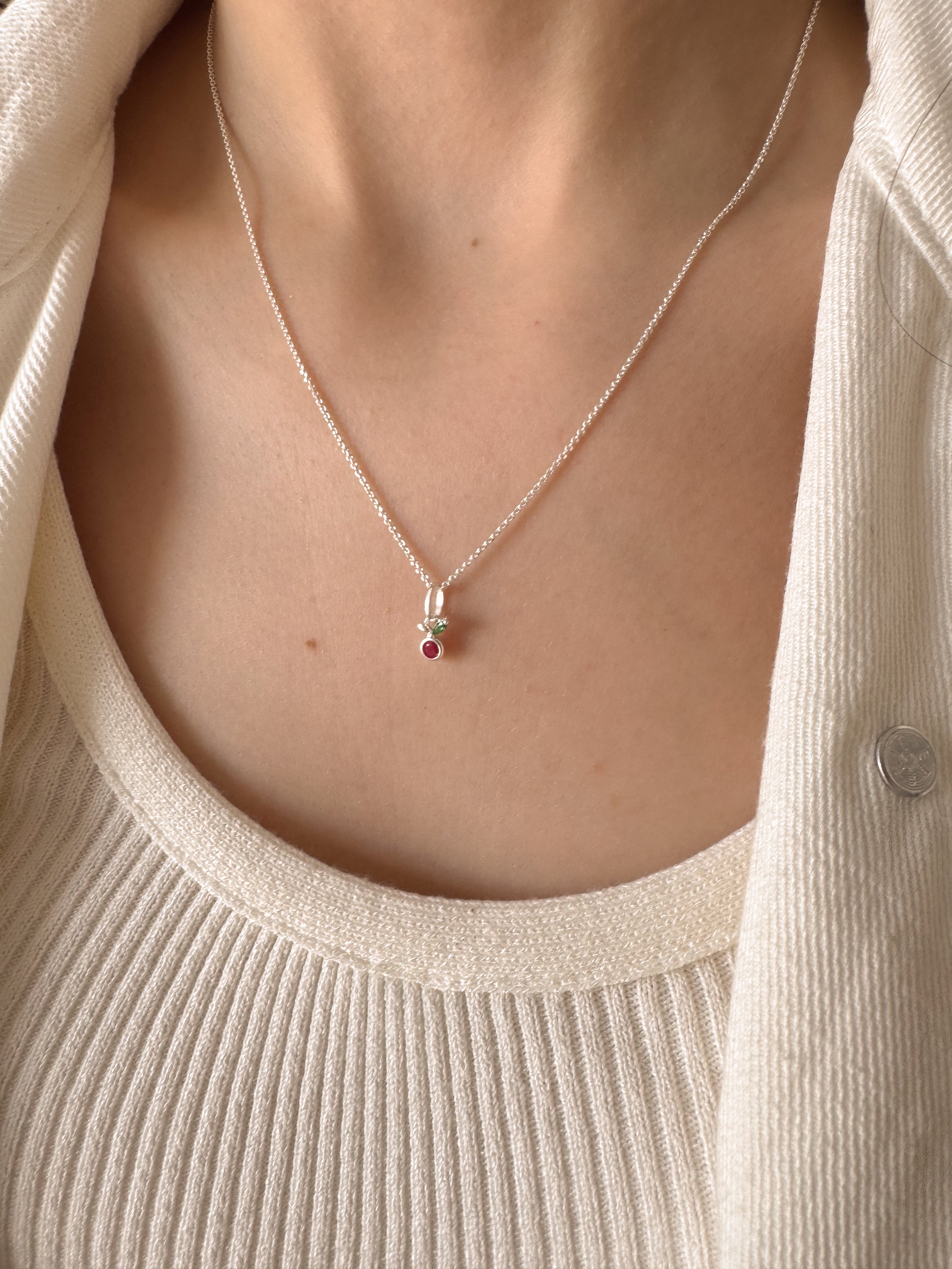 Pingente Cereja - Prata 925