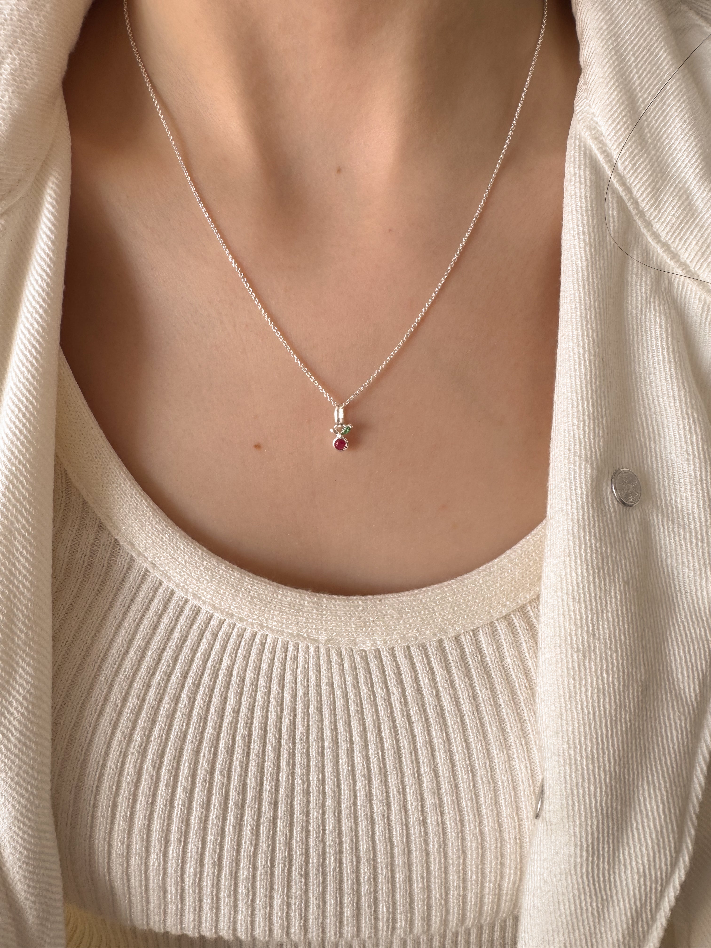 Pingente Cereja - Prata 925