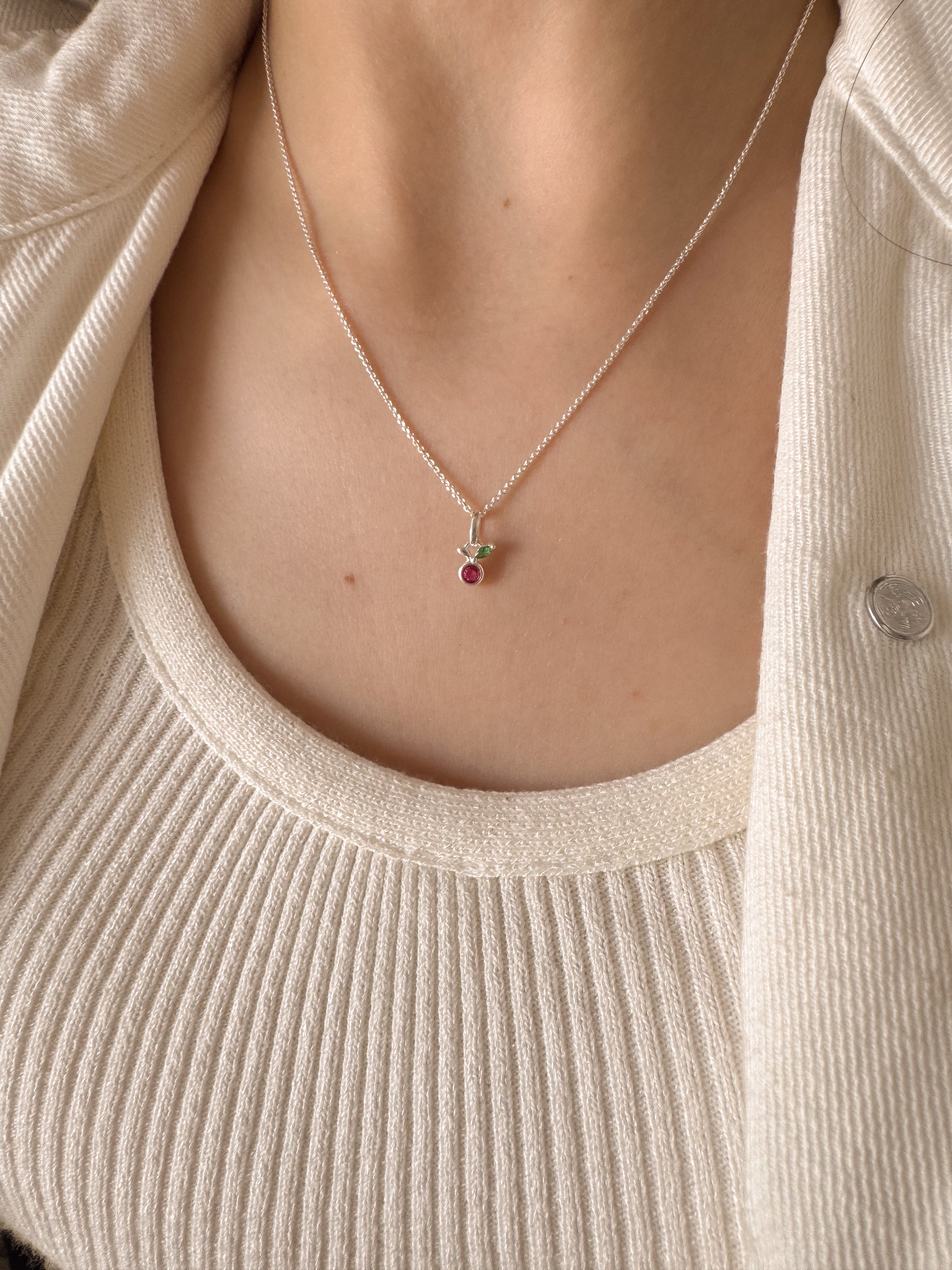 Pingente Cereja - Prata 925