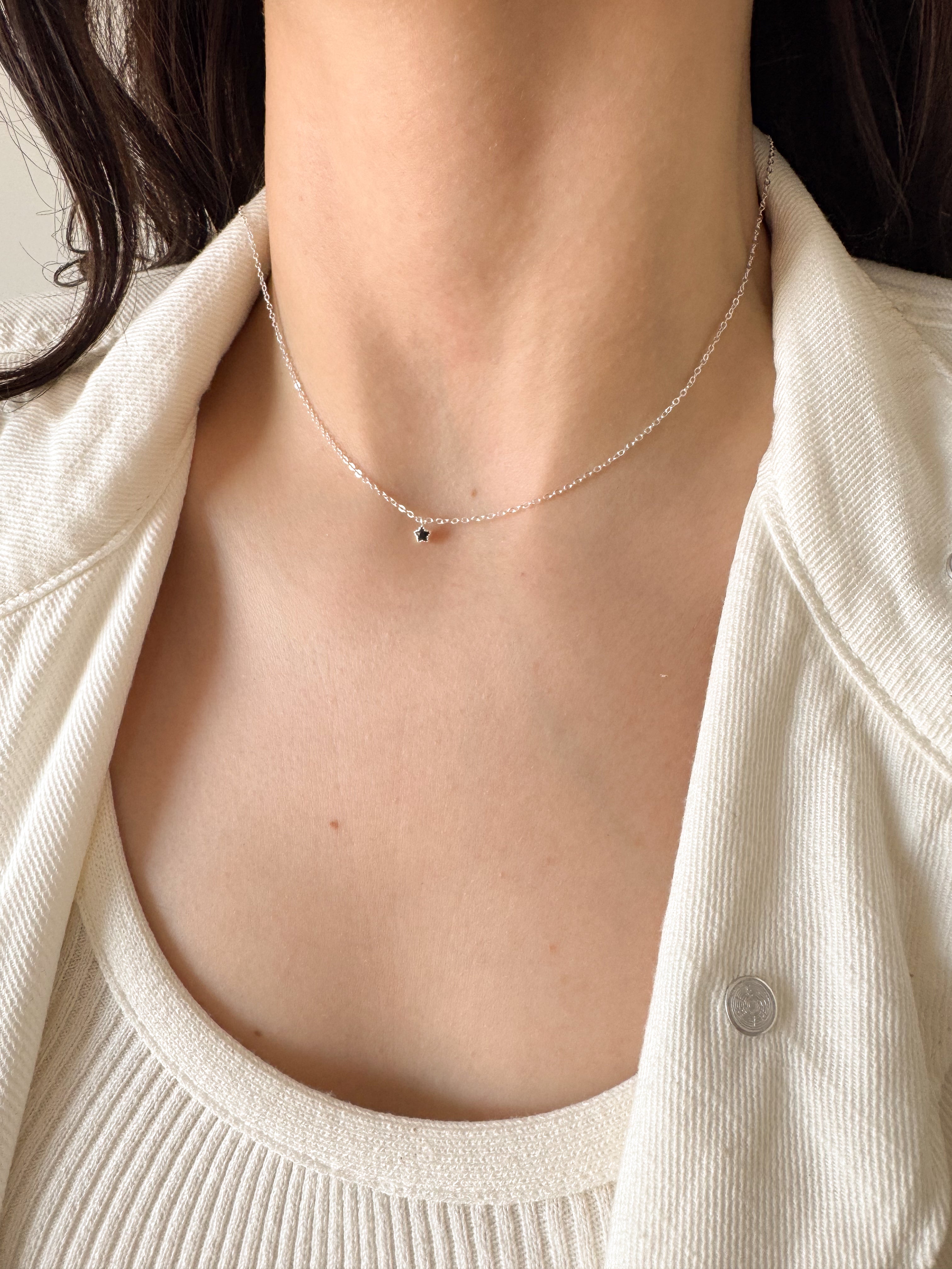 Colar Mini Star Black - Prata 925