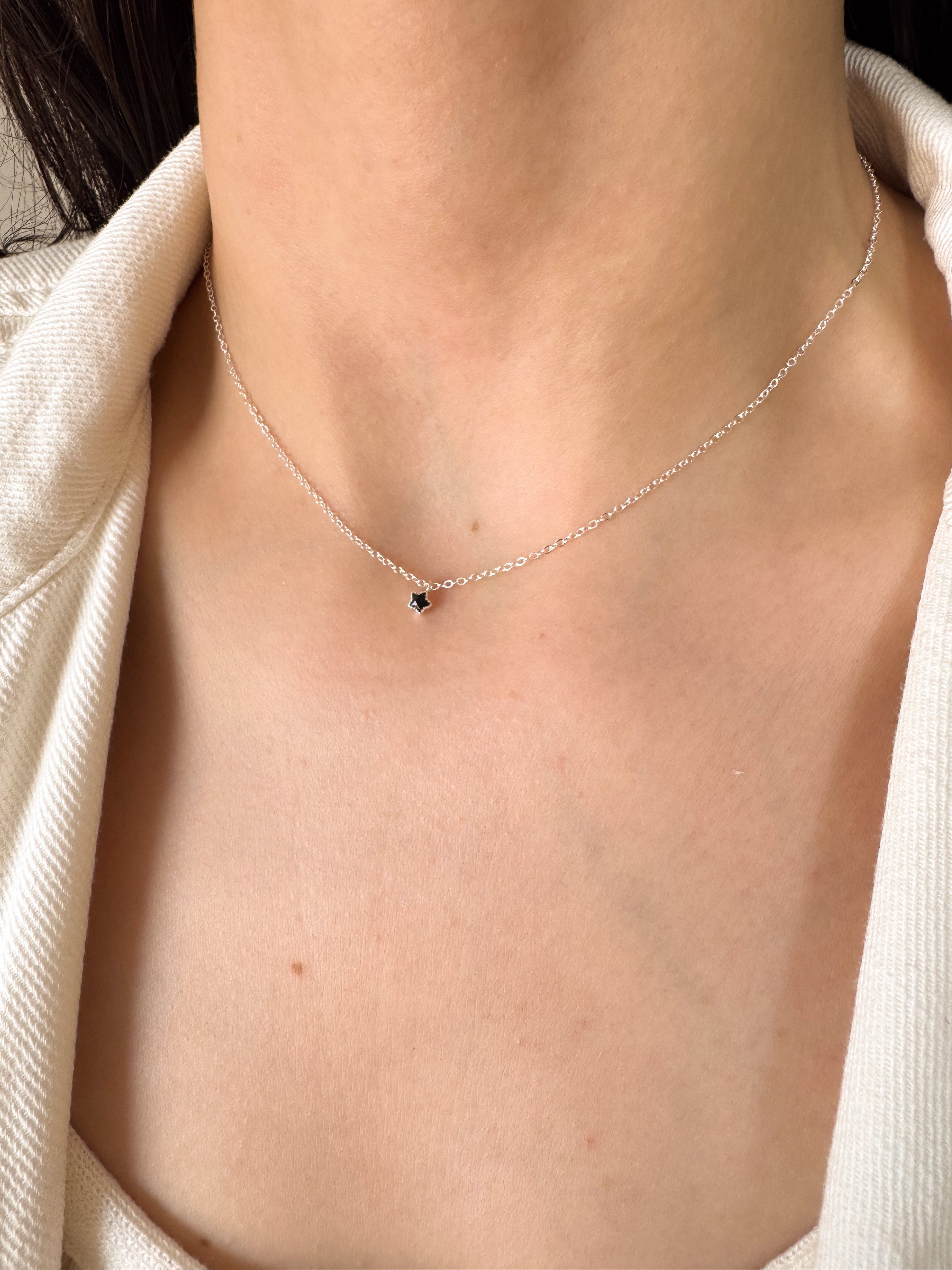 Colar Mini Star Black - Prata 925