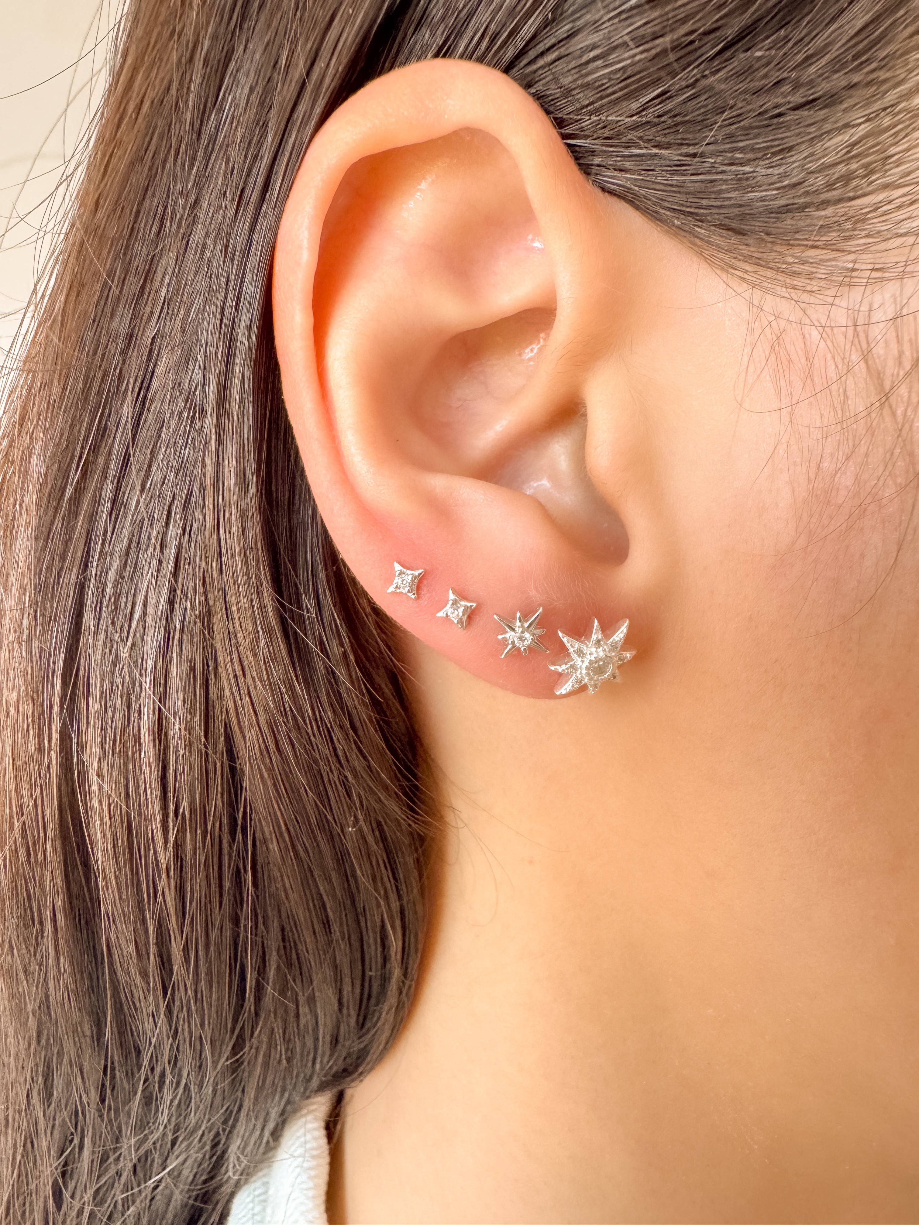 Brinco Rosa dos Ventos Cravejado - Prata 925