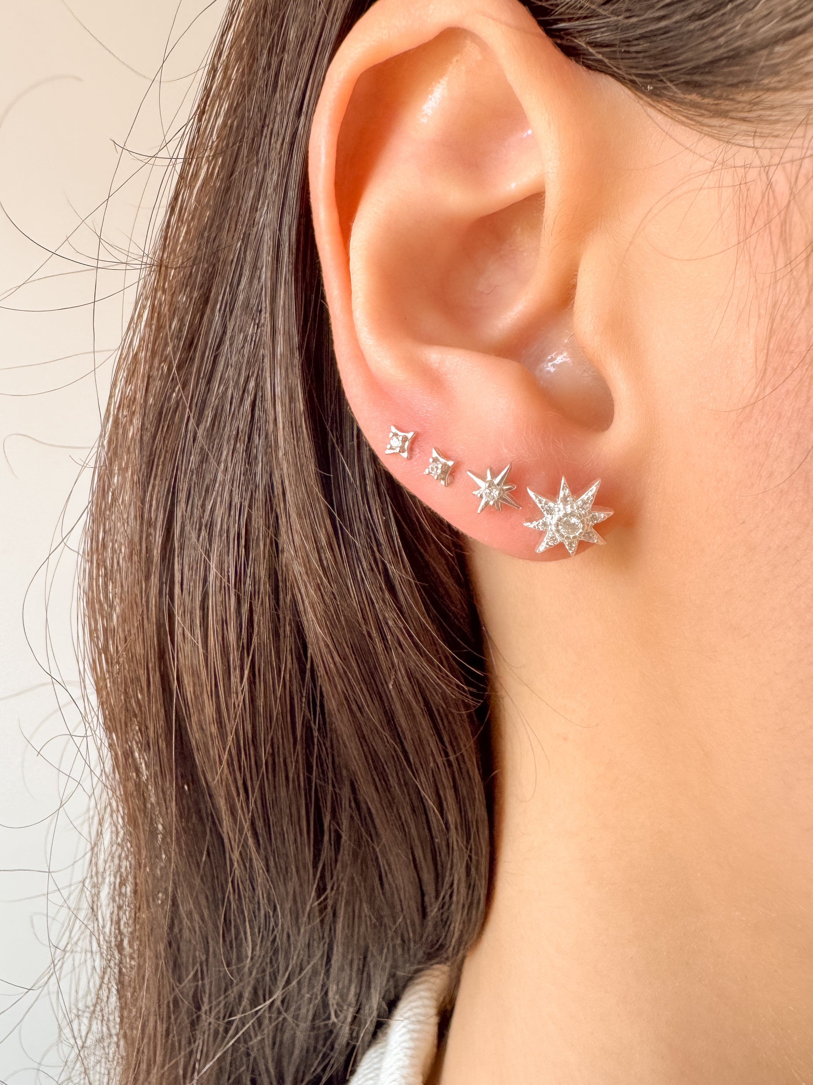 Brinco Rosa dos Ventos Cravejado - Prata 925