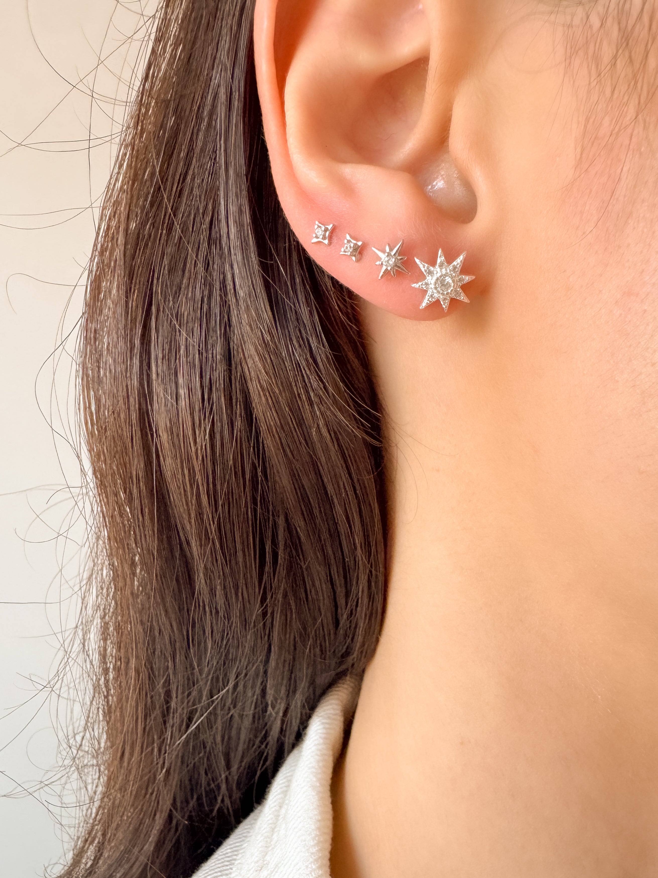 Brinco Rosa dos Ventos Cravejado - Prata 925