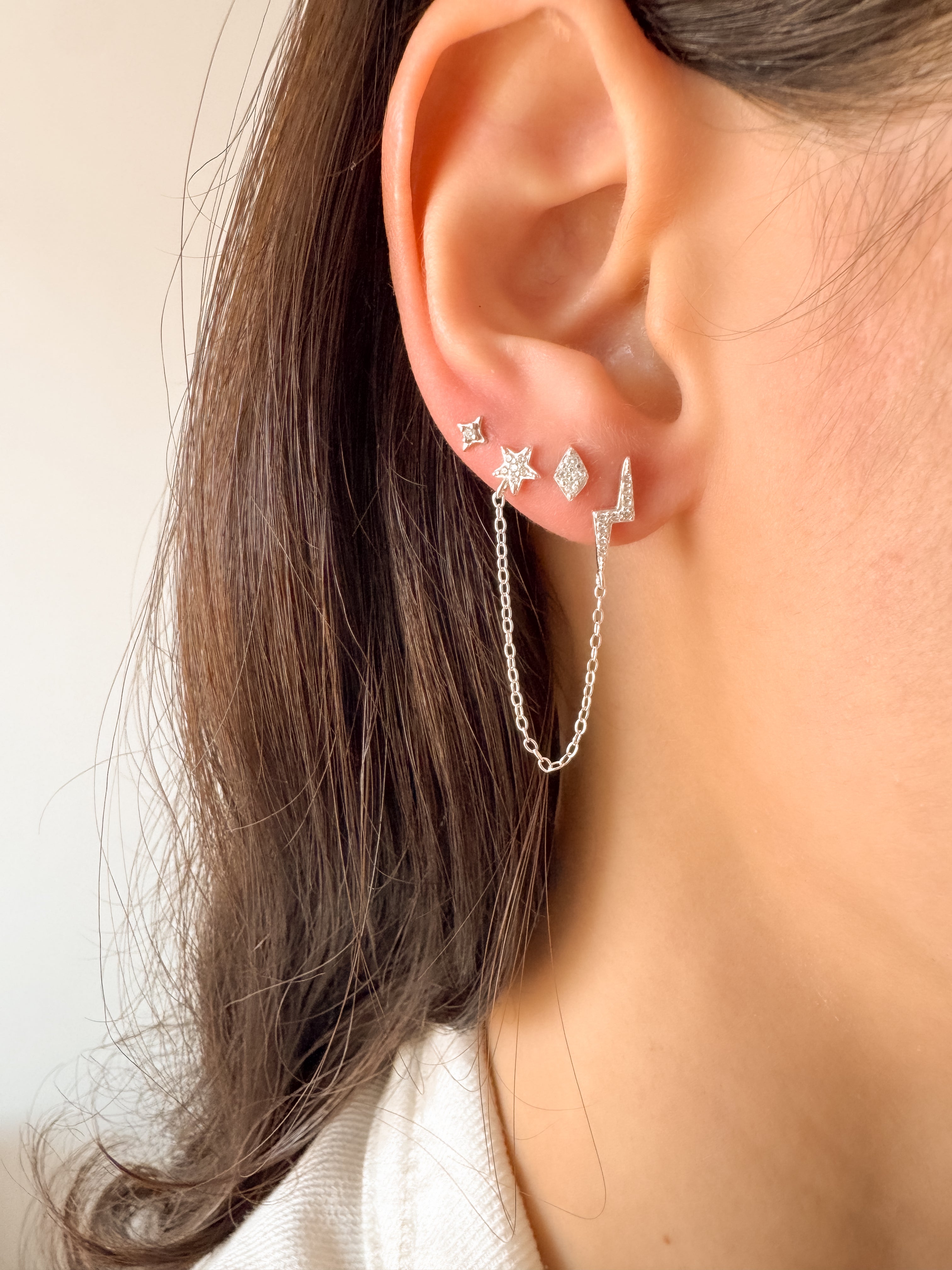 Brinco Raio e Estrela - Prata 925