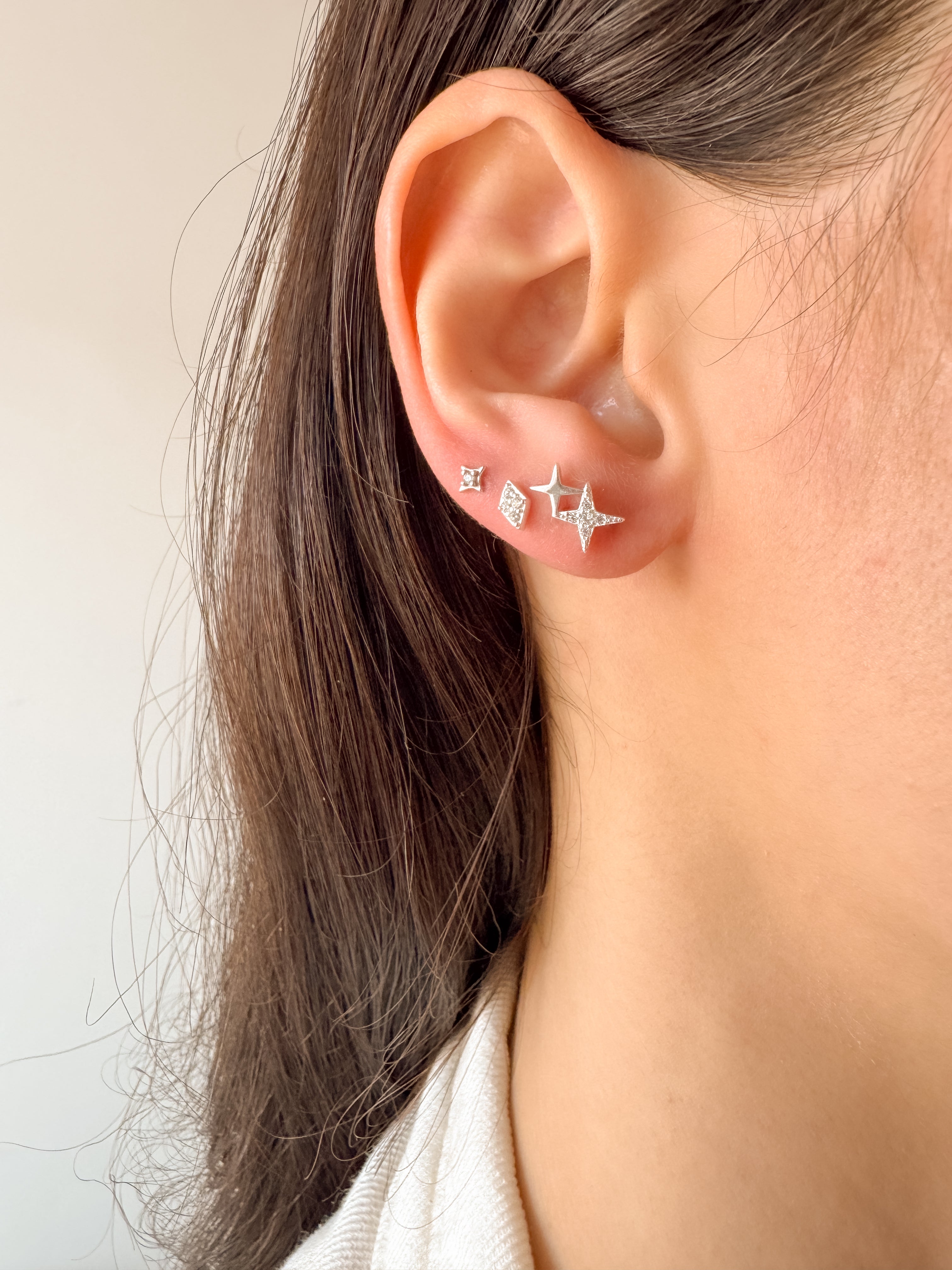 Brinco Estrelas Cravejado - Prata 925