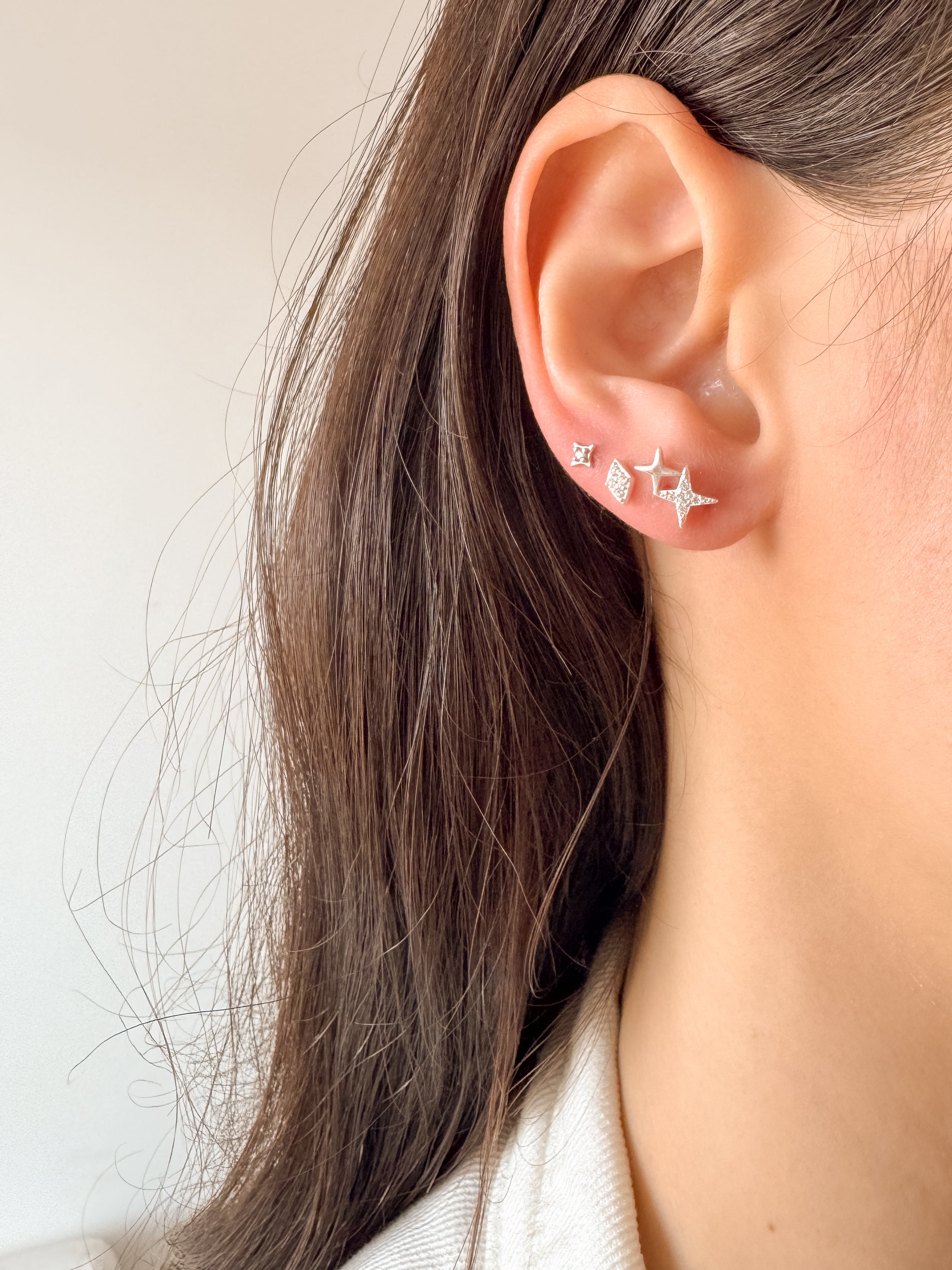 Brinco Estrelas Cravejado - Prata 925