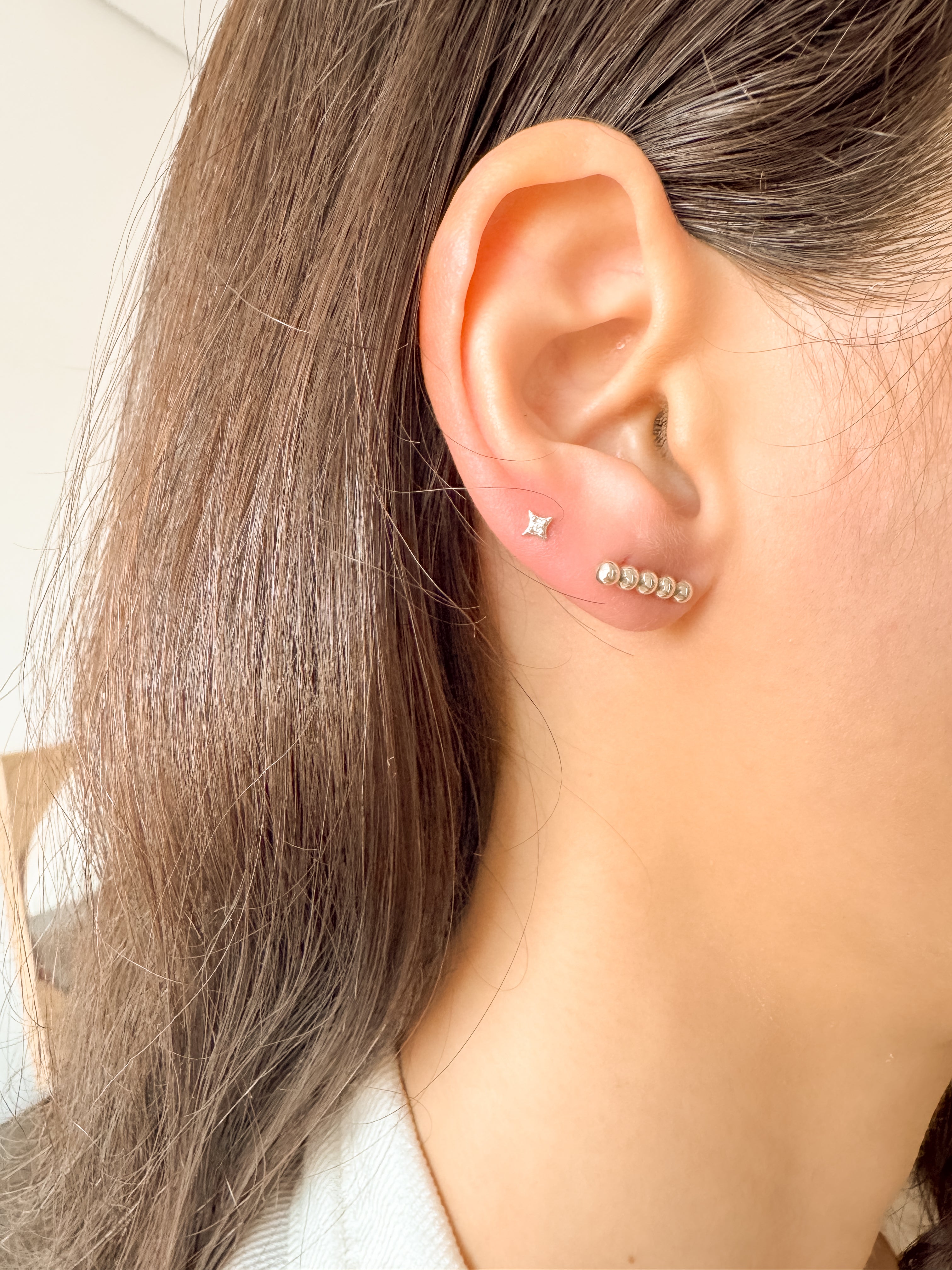 Brinco Palito com Bolinhas - Prata 925