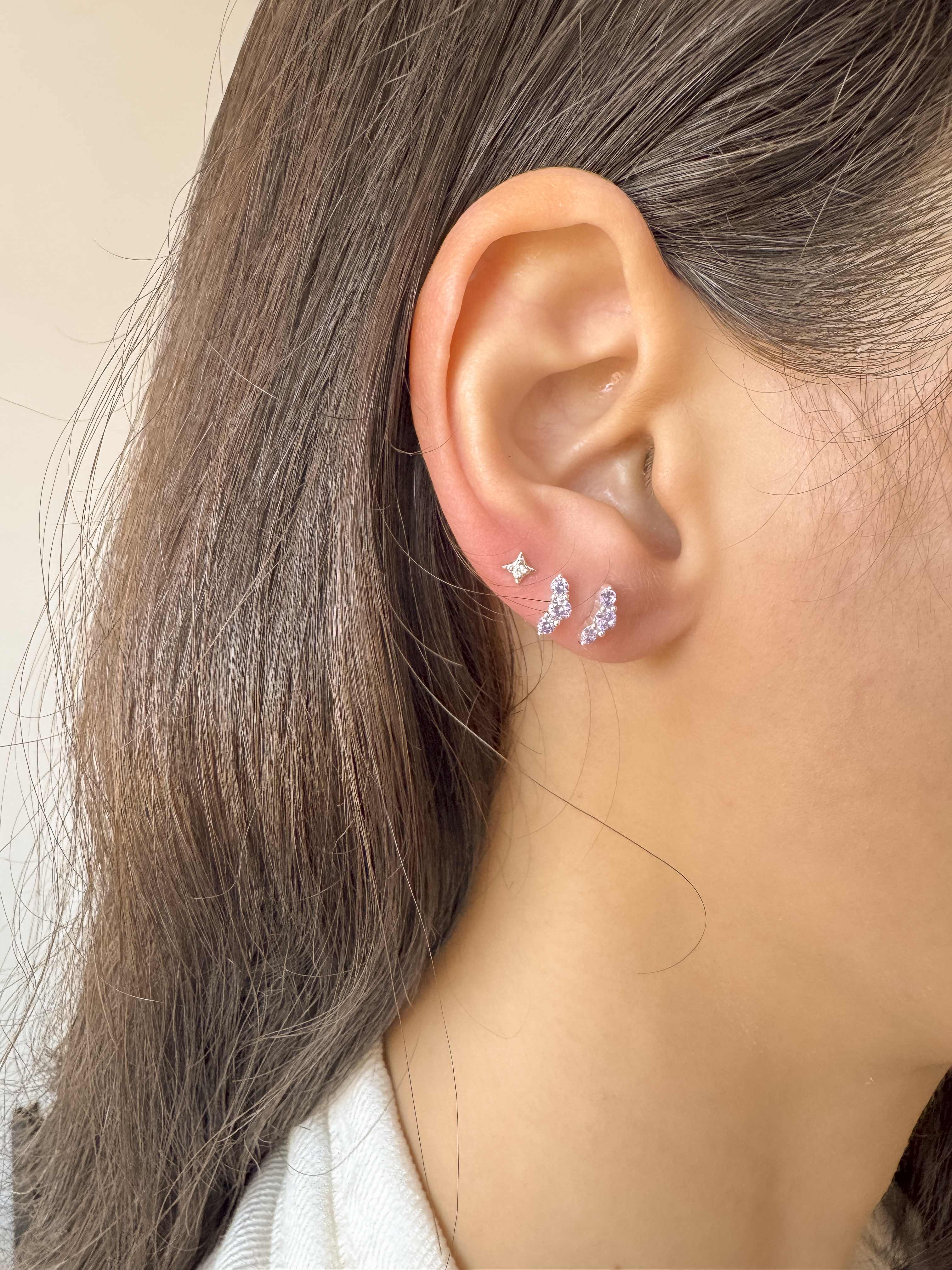 Brinco Lilás - Prata 925