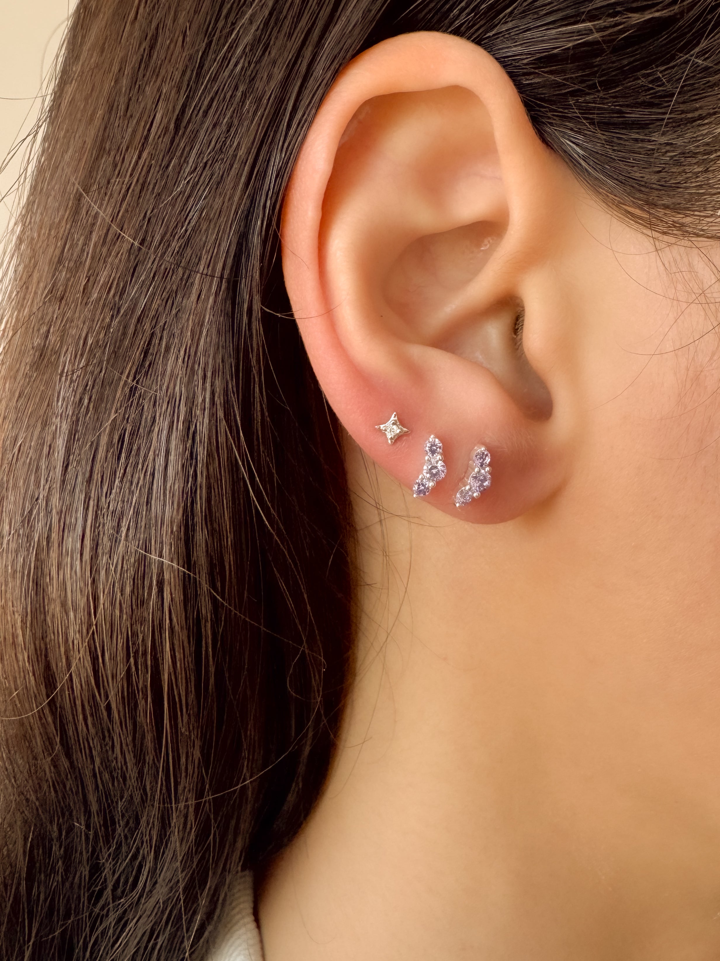 Brinco Lilás - Prata 925