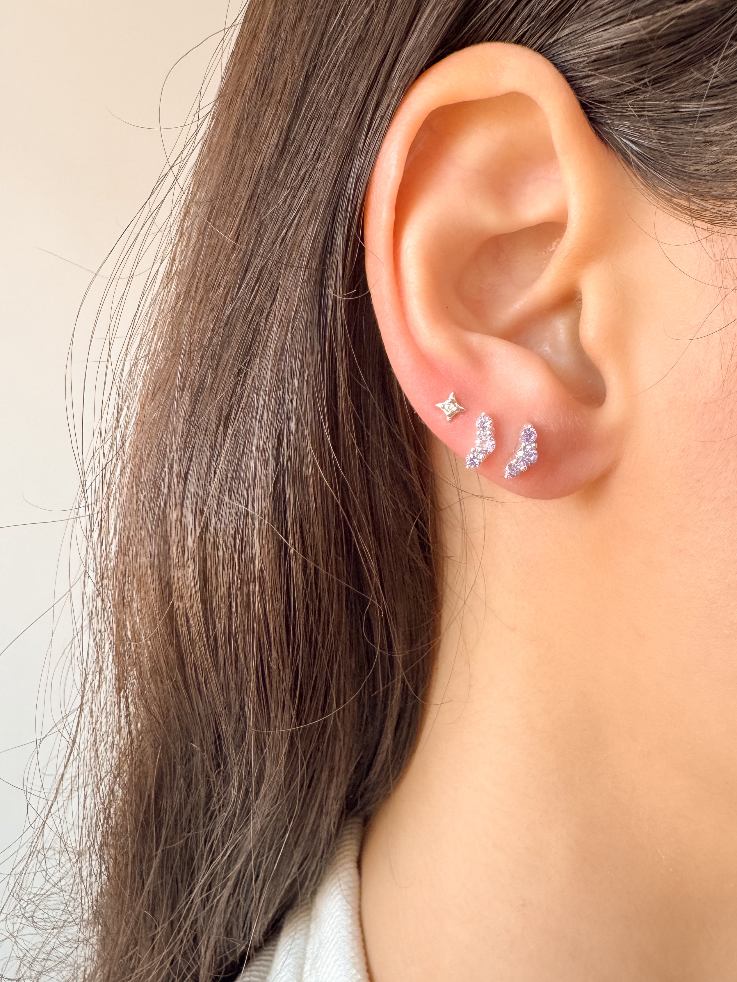 Brinco Lilás - Prata 925