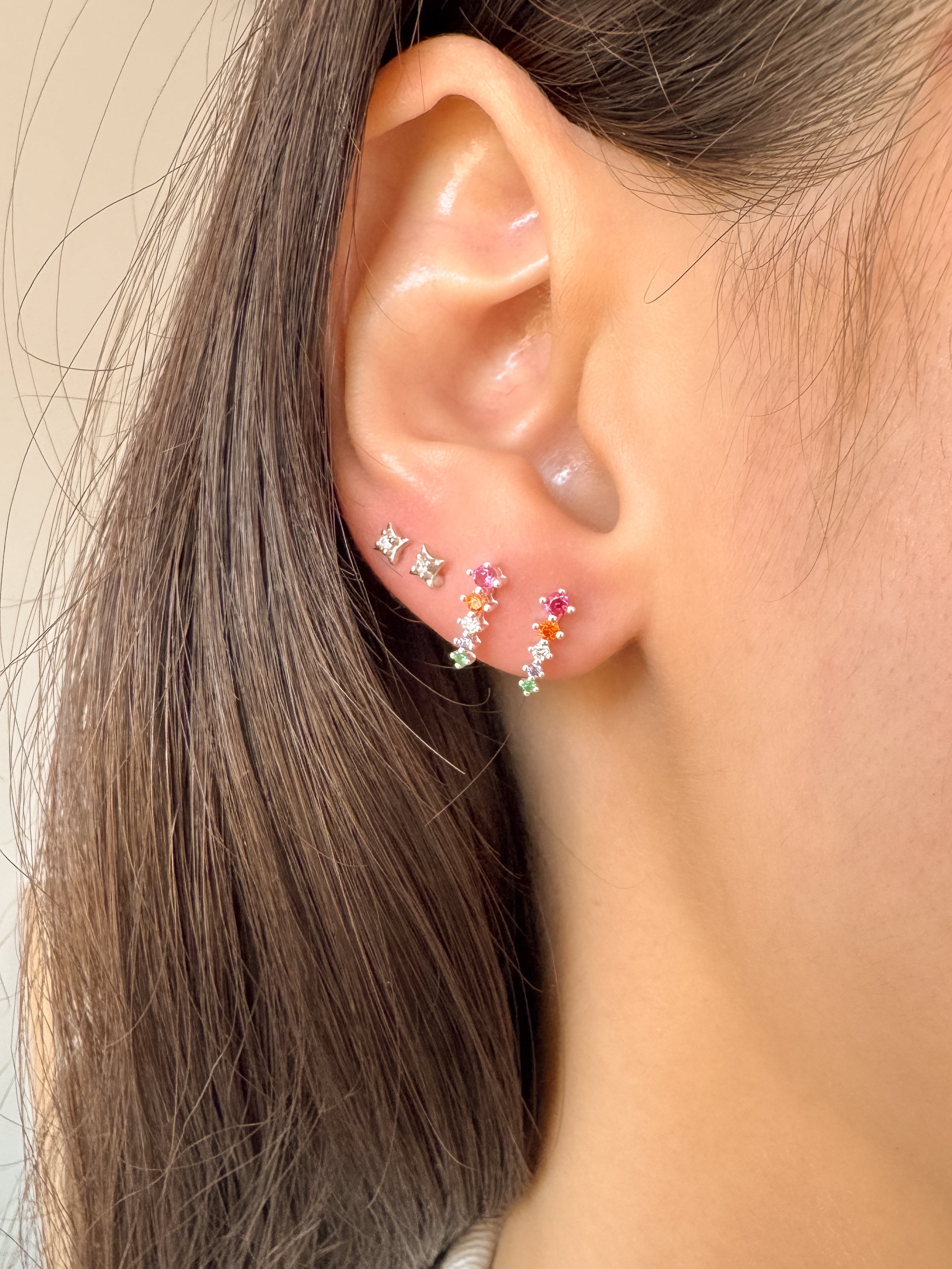 Brinco Palito Colorido - Prata 925