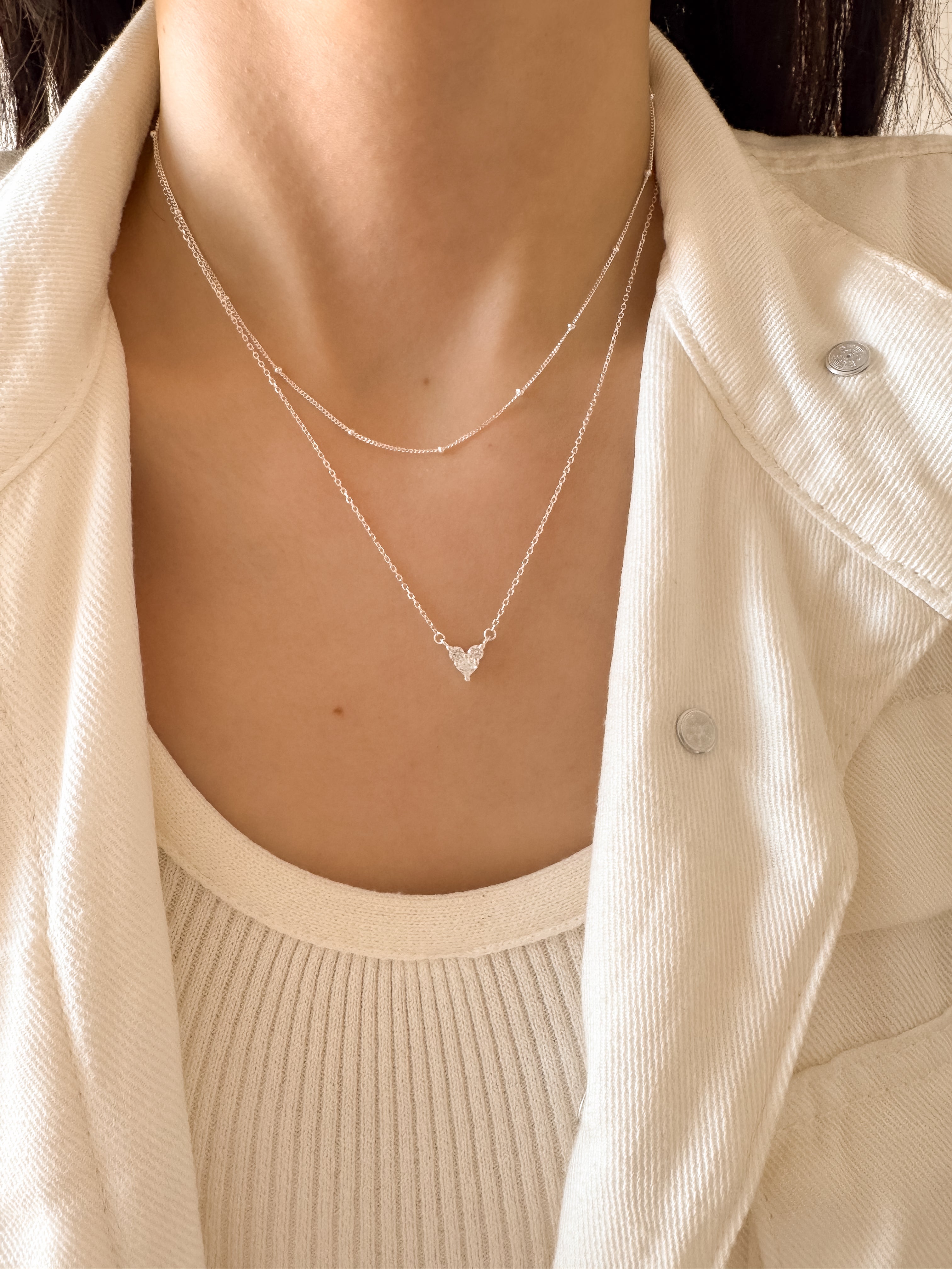 Colar de Coração Cravejado Cristal - Prata 925