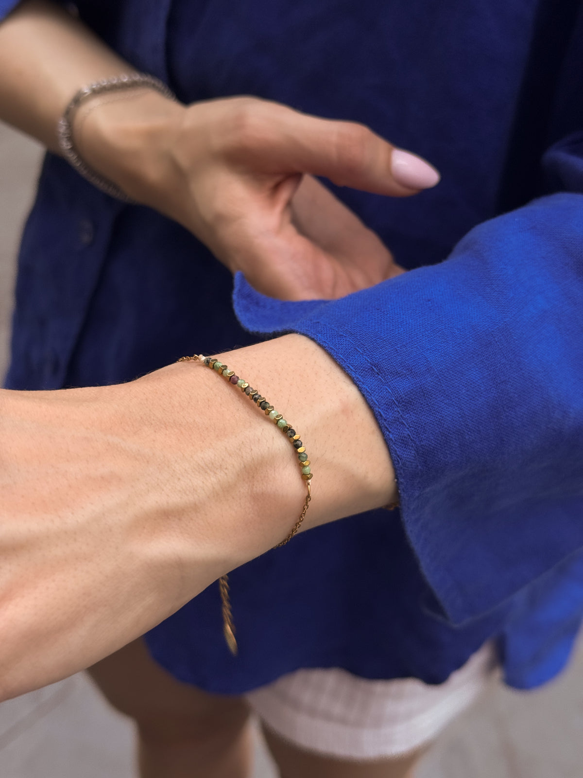 Pulseira Turmalina Bicolor - Dourada