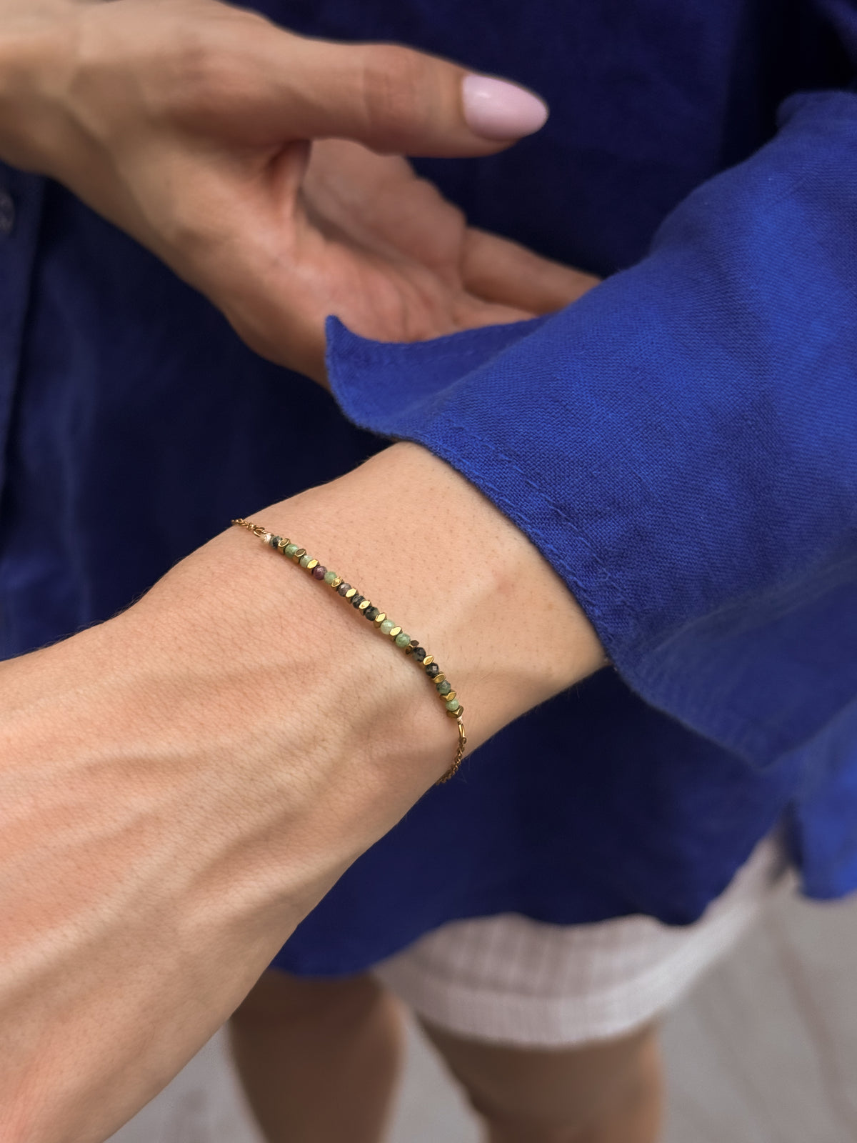 Pulseira Turmalina Bicolor - Dourada