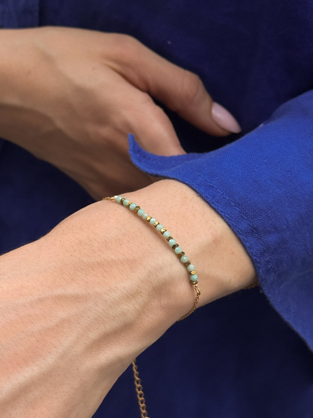 Pulseira Amazonita - Dourada