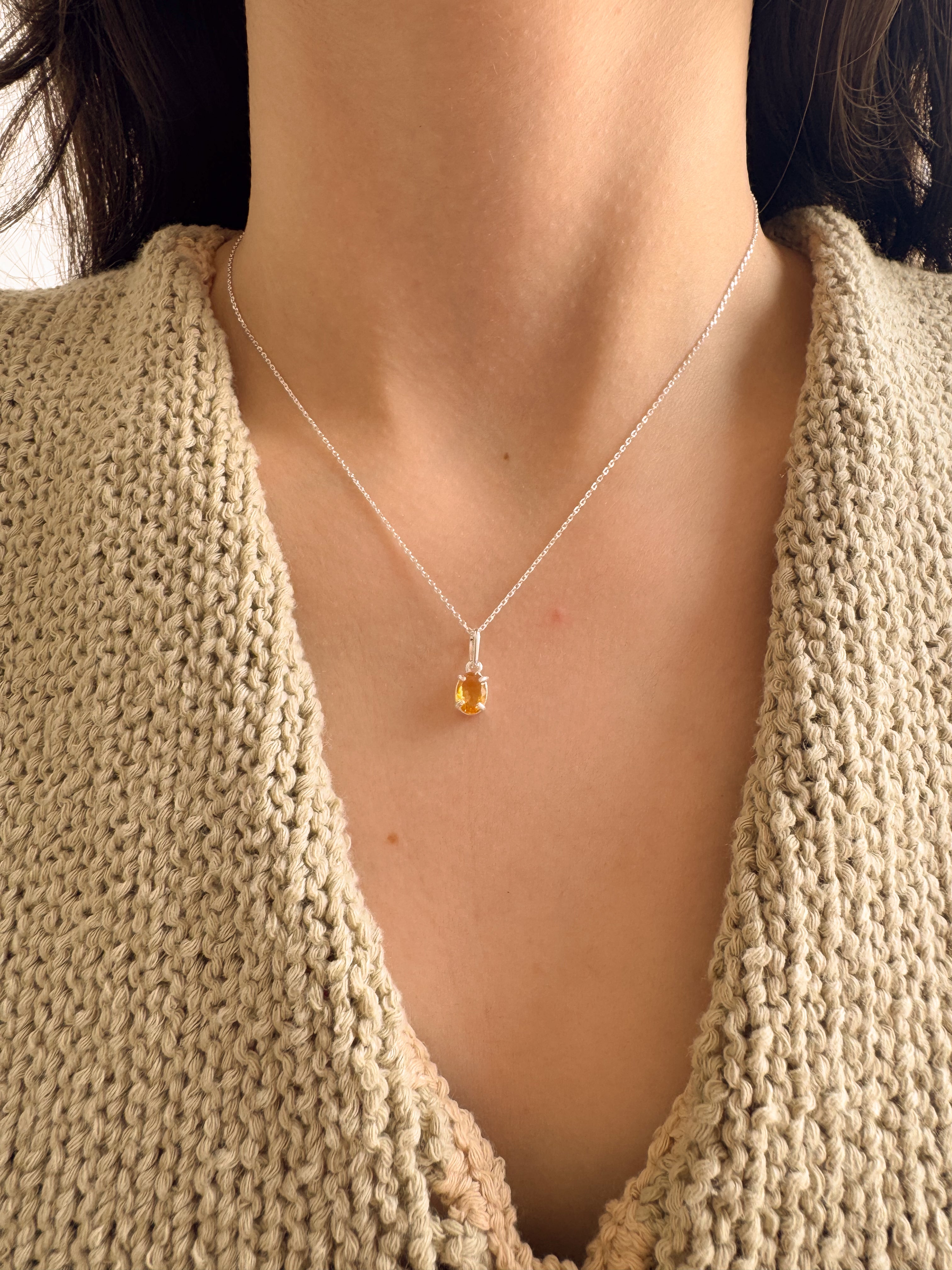 Colar Oval Citrino - Prata 925