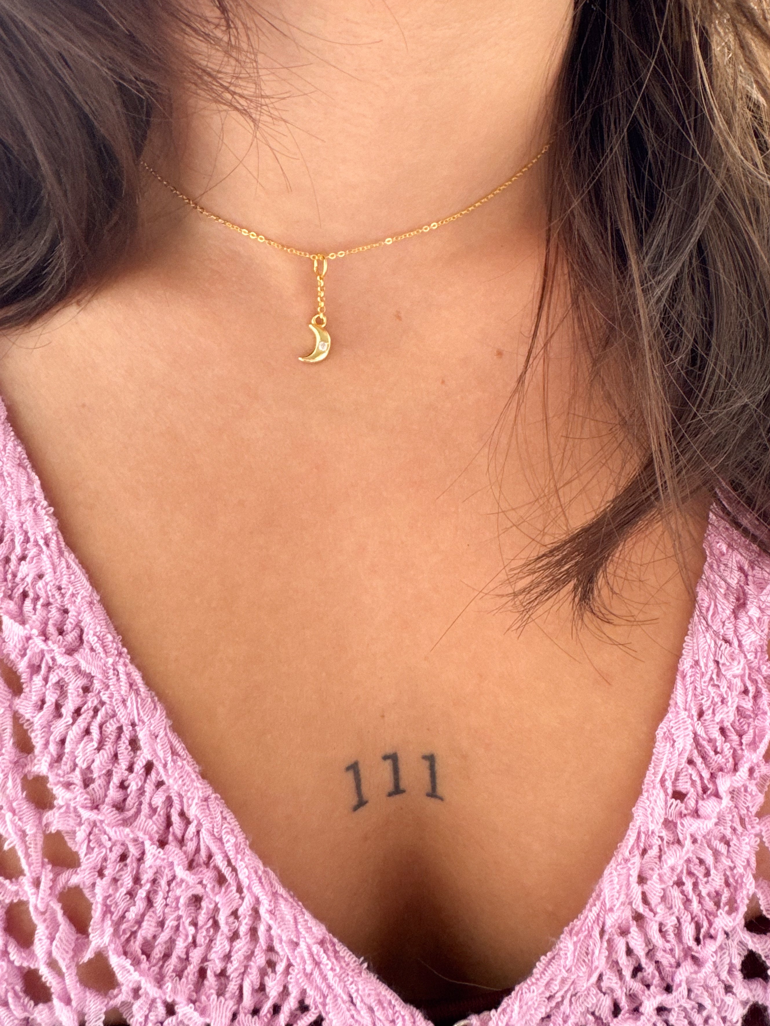 Pingente Correntinha Lua - Dourada