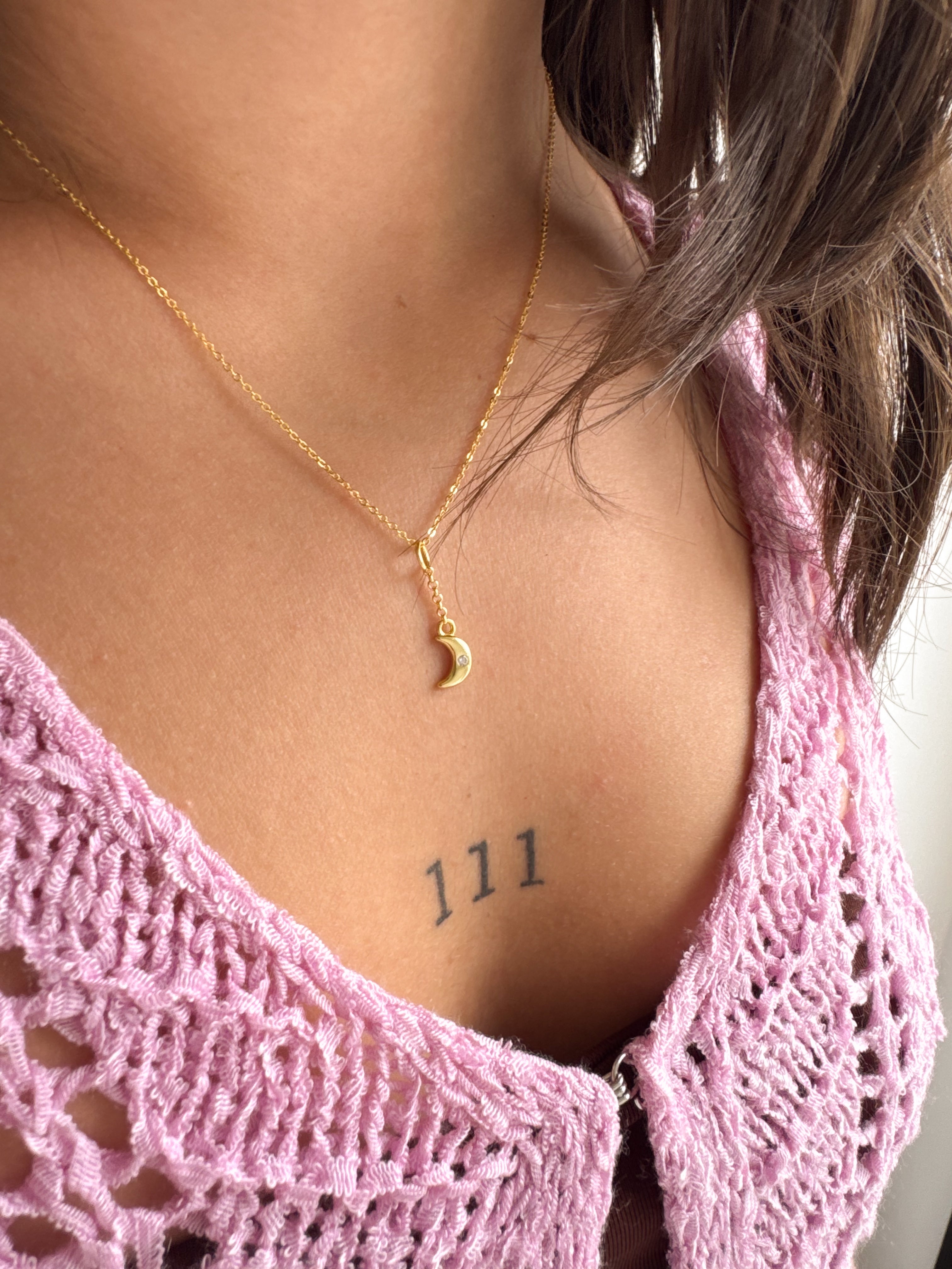 Pingente Correntinha Lua - Dourada