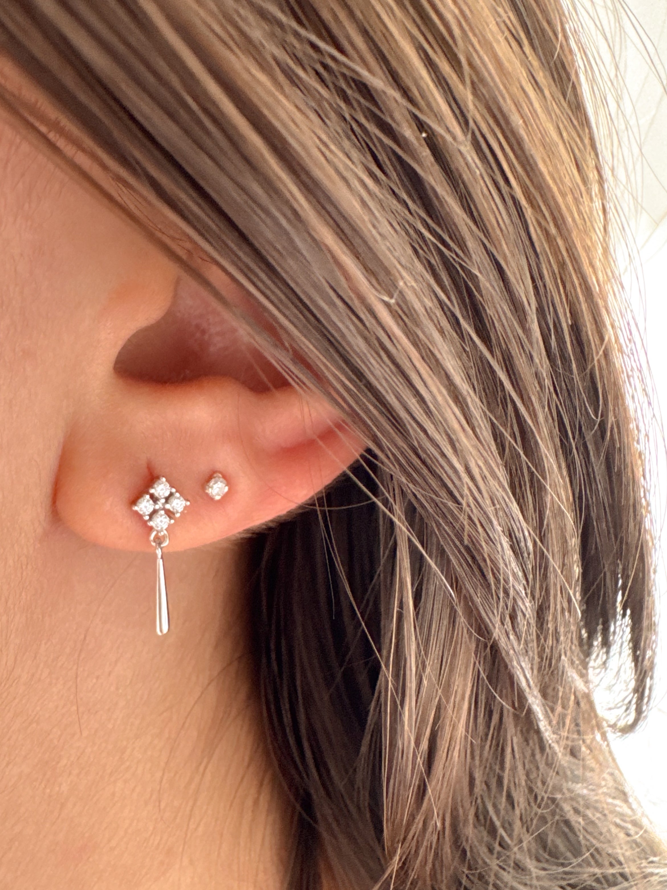 Brinco Flor de Cristal - Prata 925