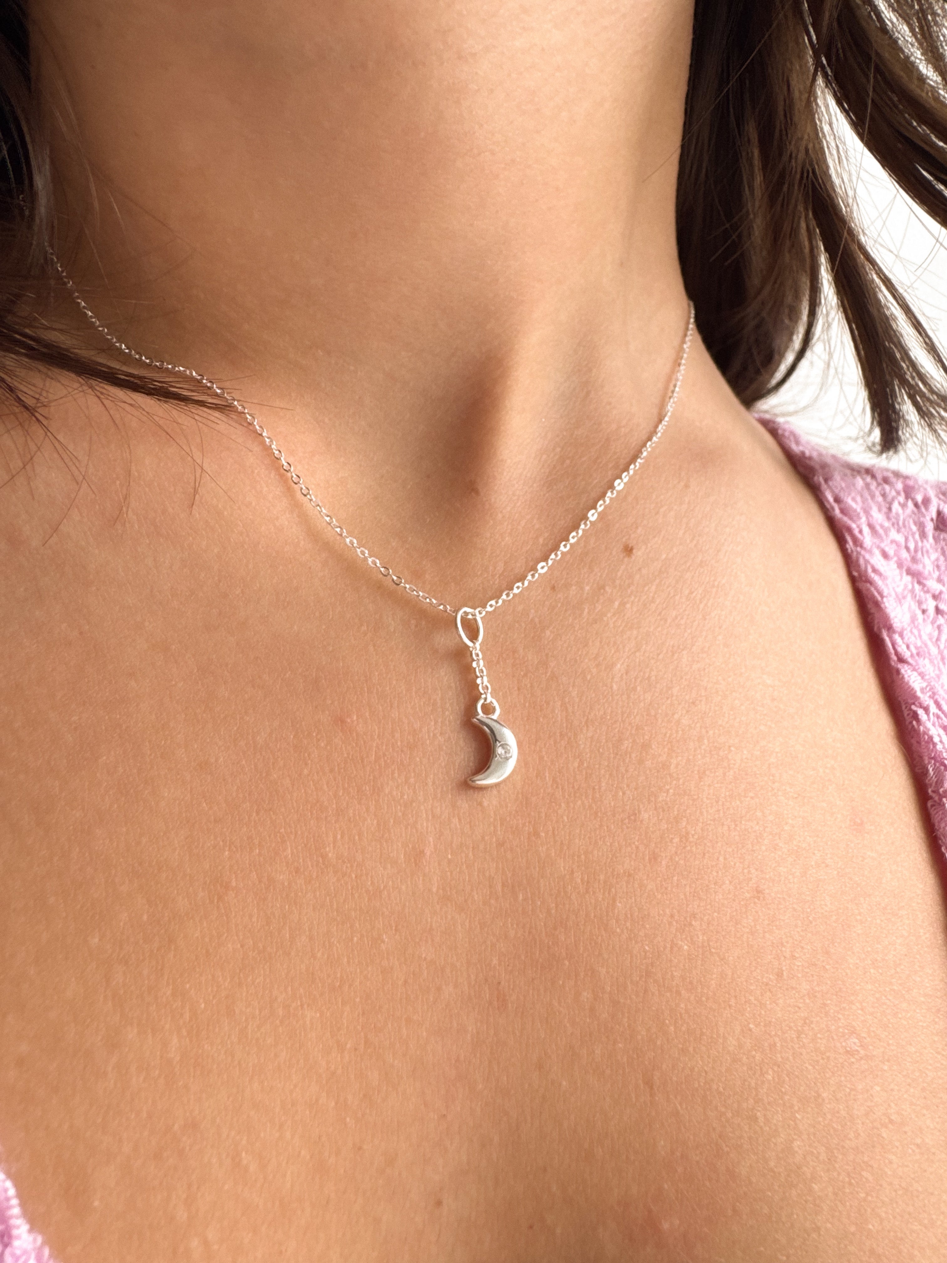 Pingente Correntinha Lua - Prata 925
