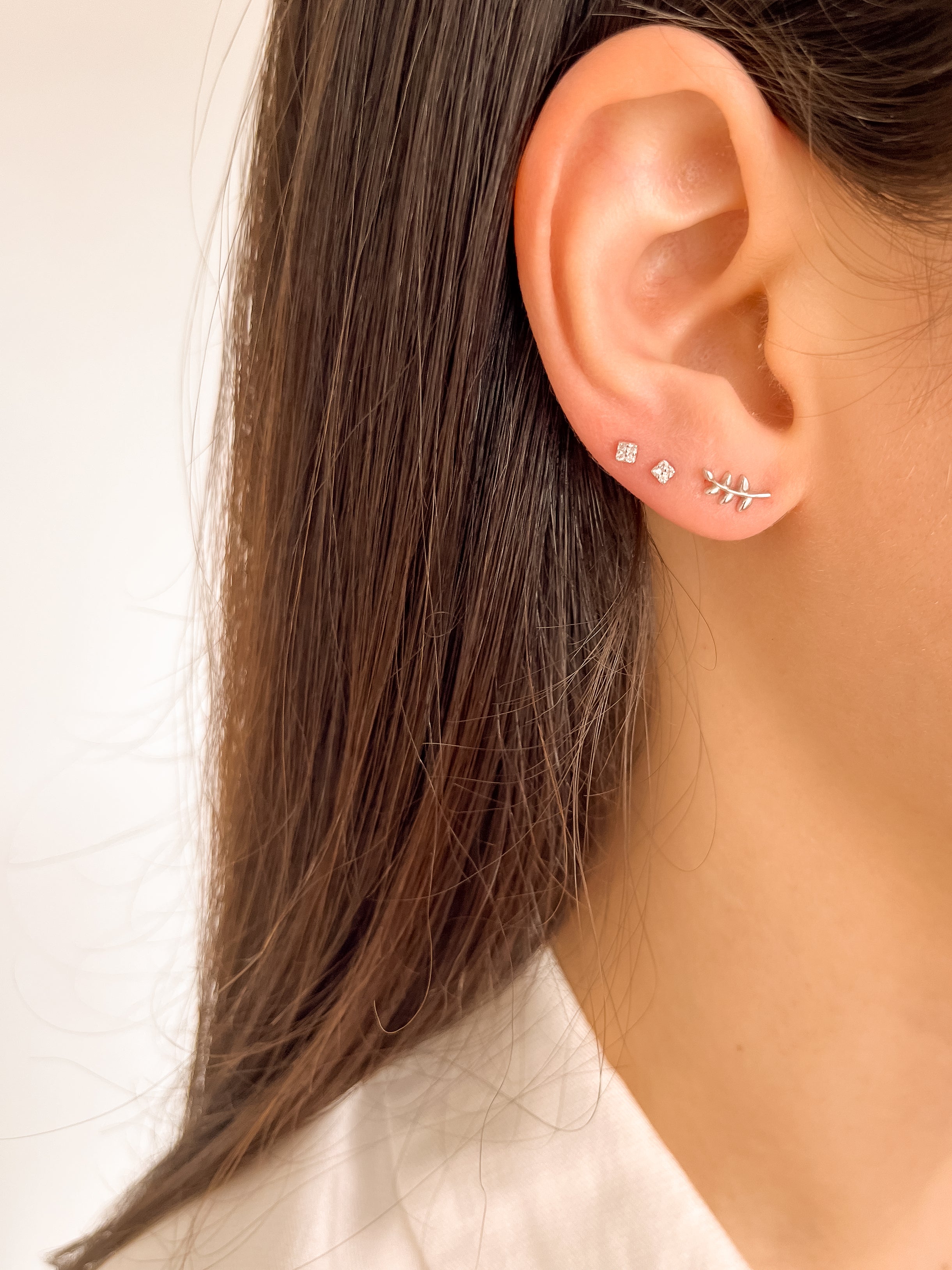 Brinco Mini Raminho - Prata 925