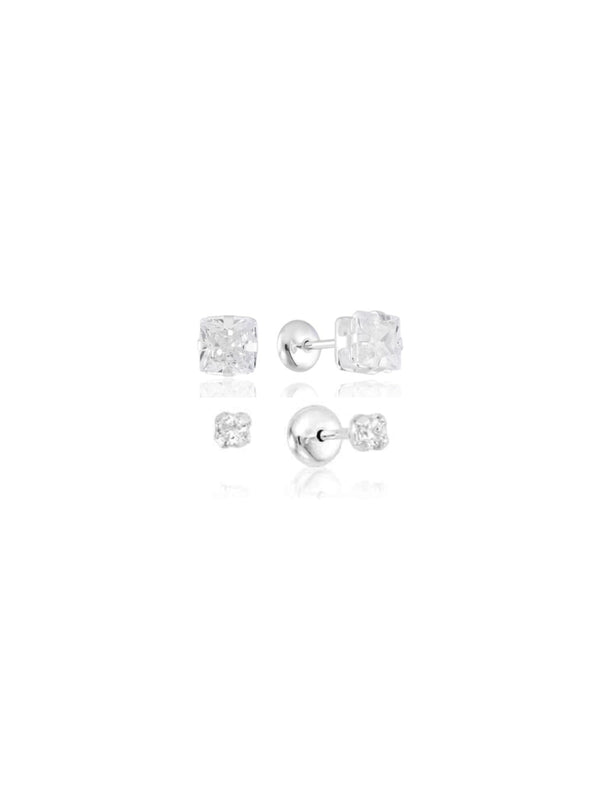 Kit de Brincos Cristal Baby Press - Prata 925
