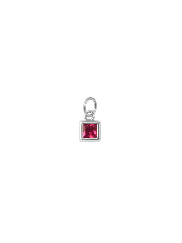 Pingente Mini Square Rosa - Prata 925