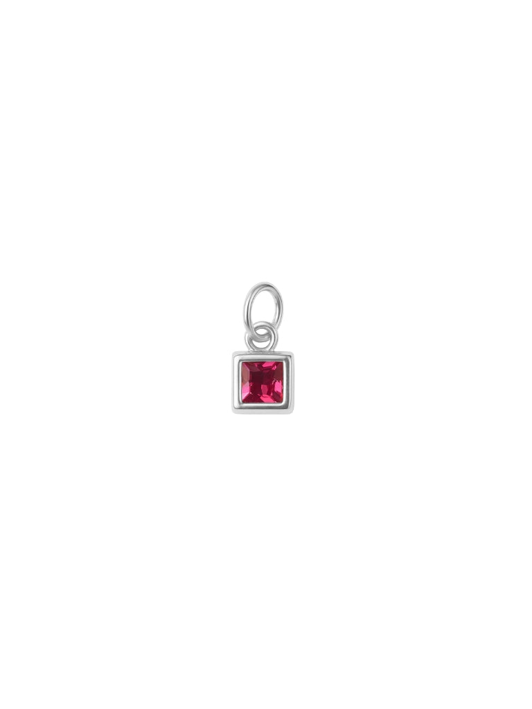 Pingente Mini Square Rosa - Prata 925