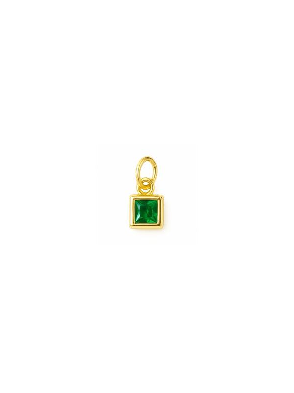 Pingente Mini Square Verde - Dourado
